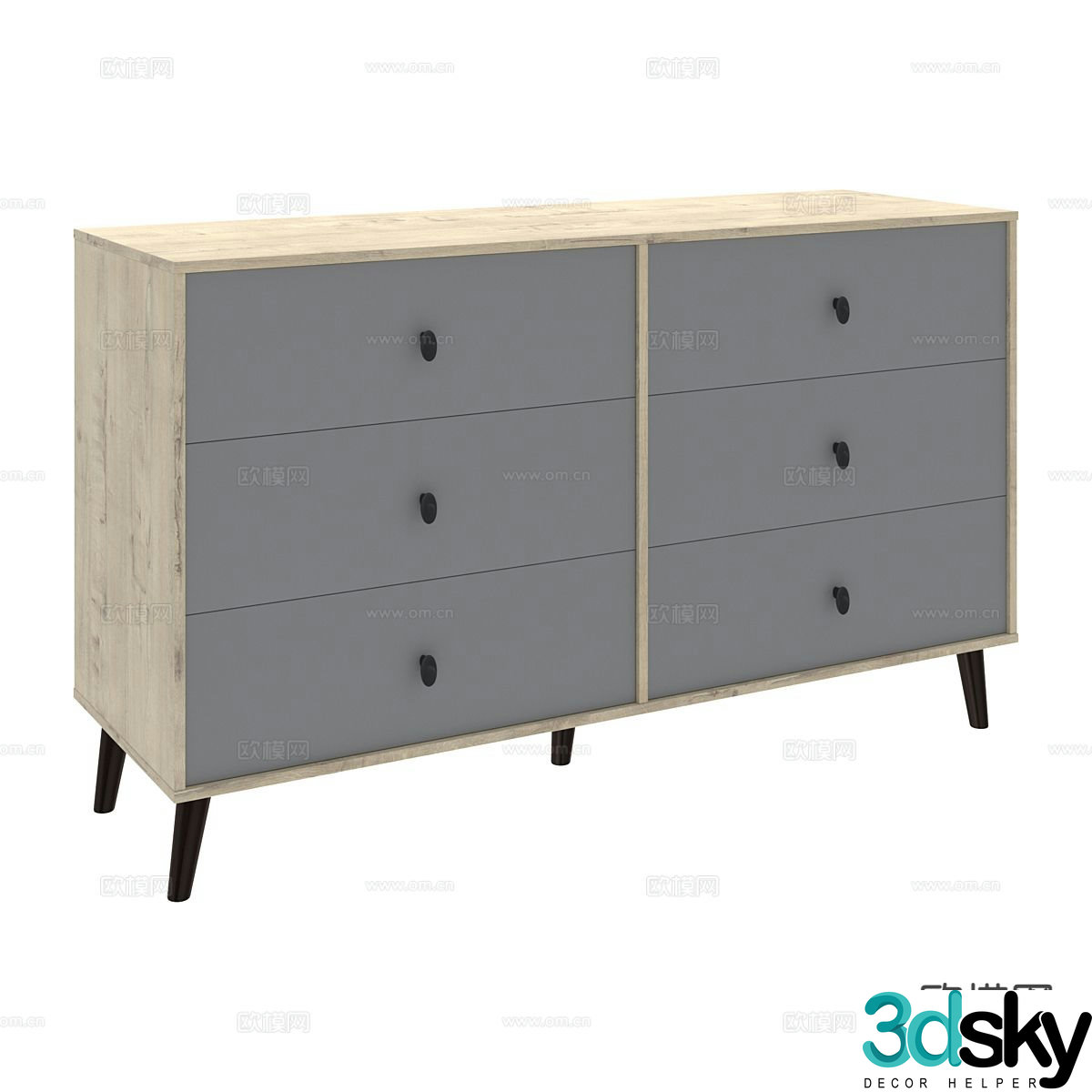 Nordic chest of drawers side cabinet 3d model