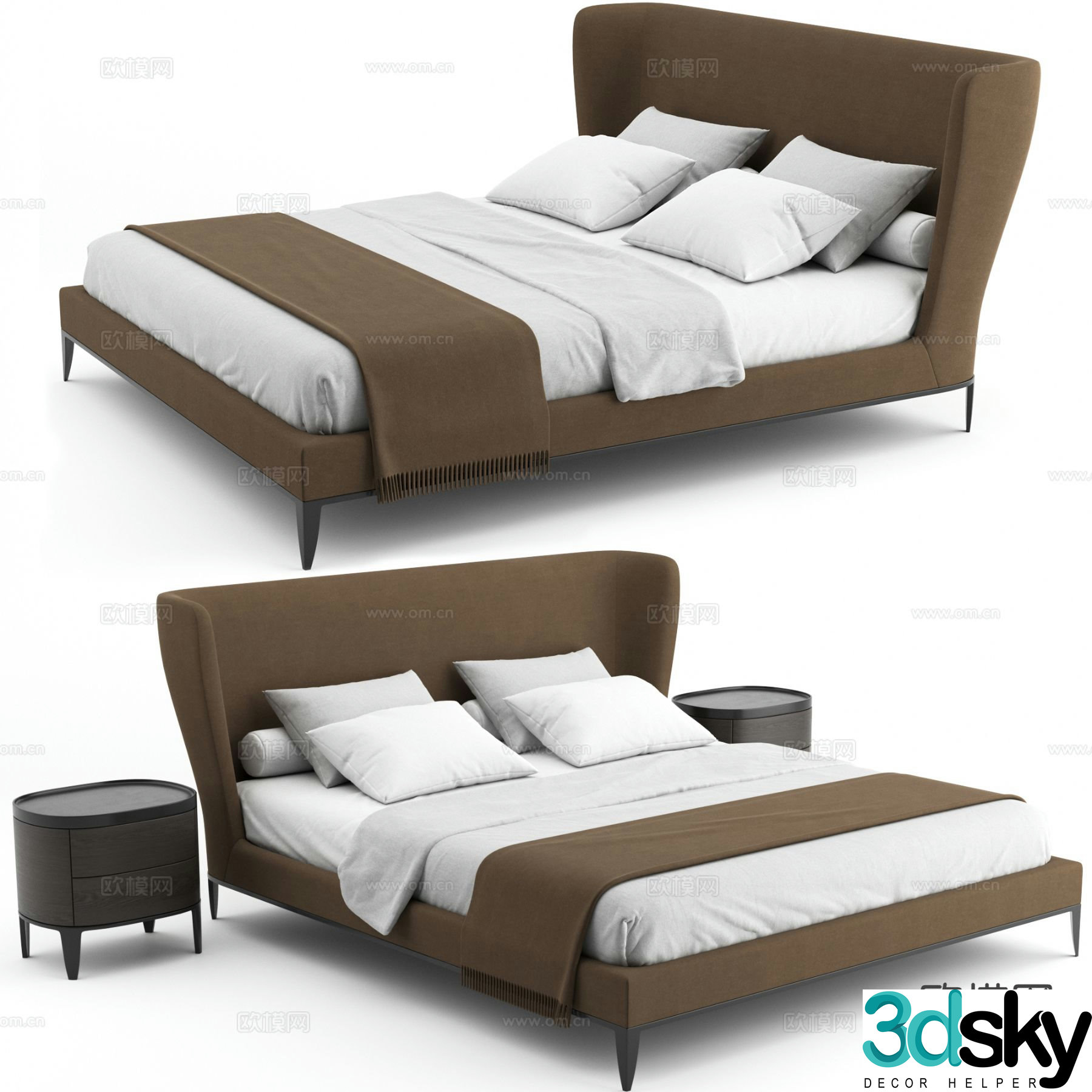 Modern double bed 3d model