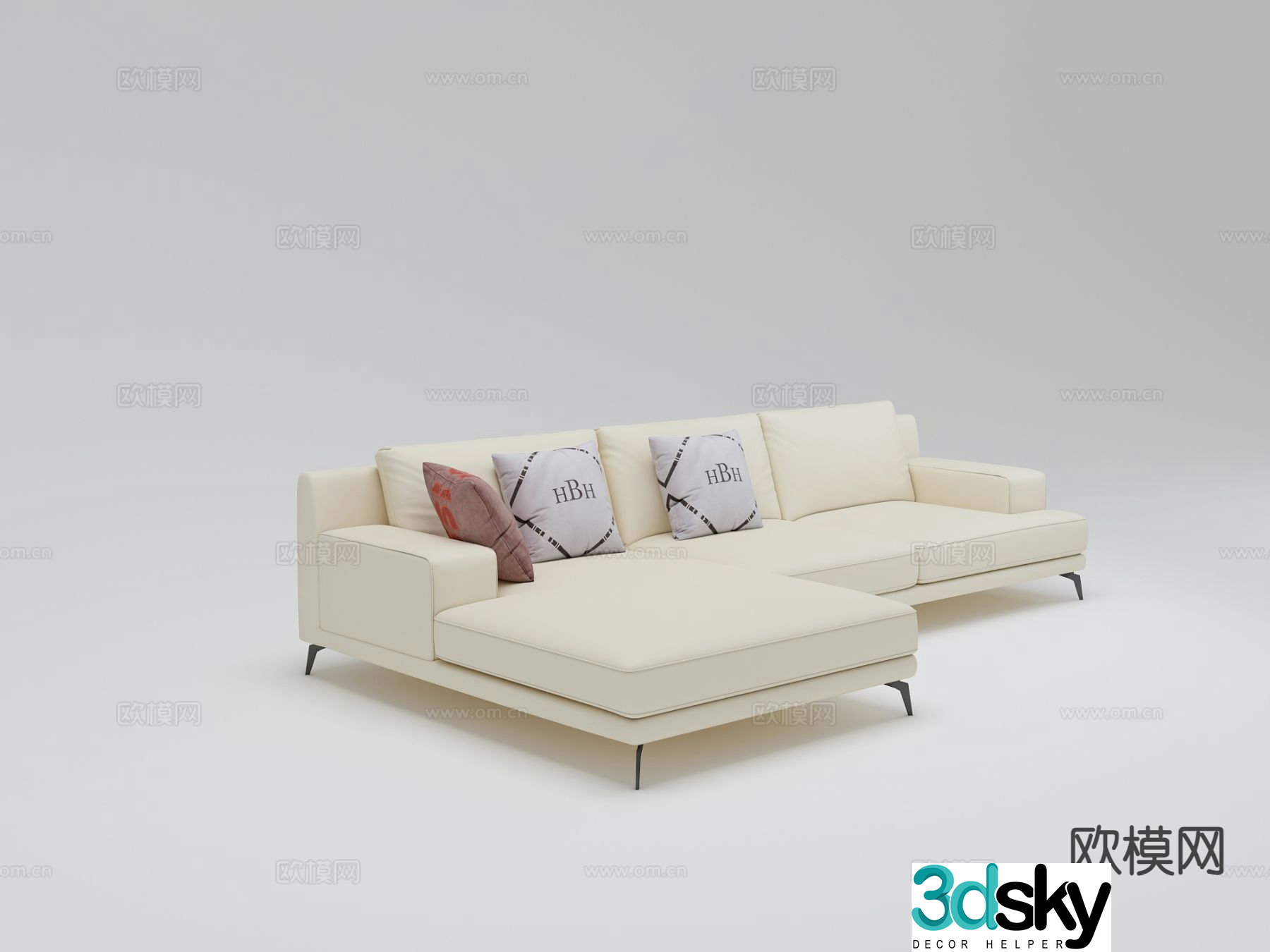 Multi-person sofa corner sofa 3d model