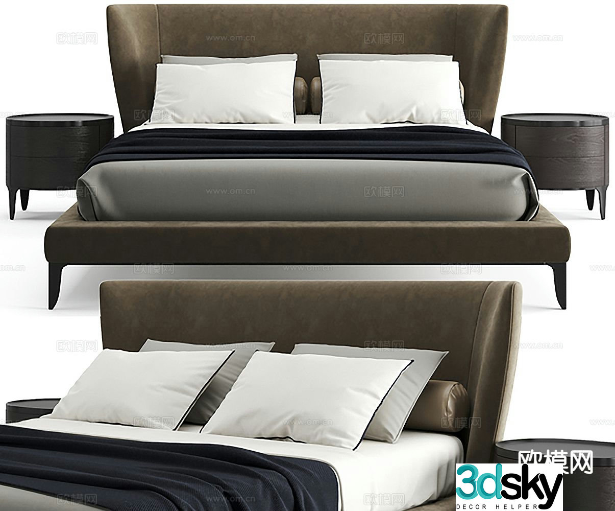 Modern double bed 3d model