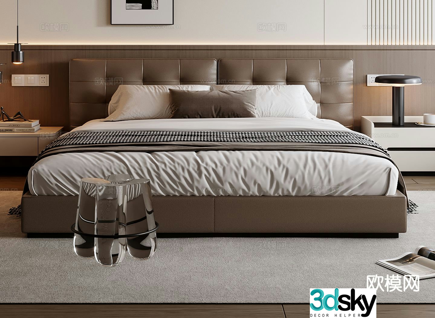 Italian double bed 3d model