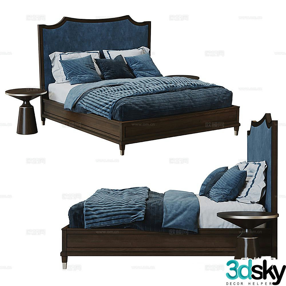 Chinese double bed 3d model