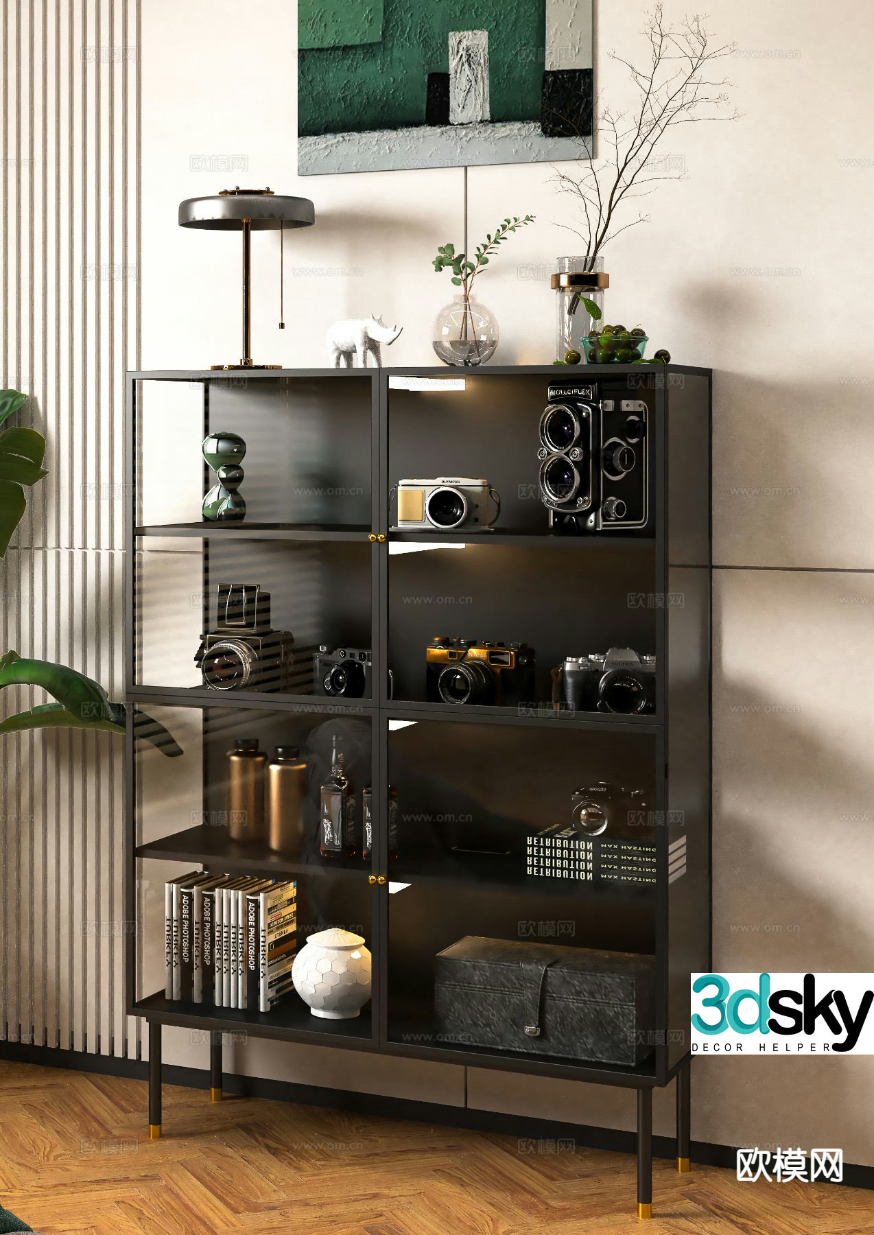 Medieval style storage cabinet shelf 3d model