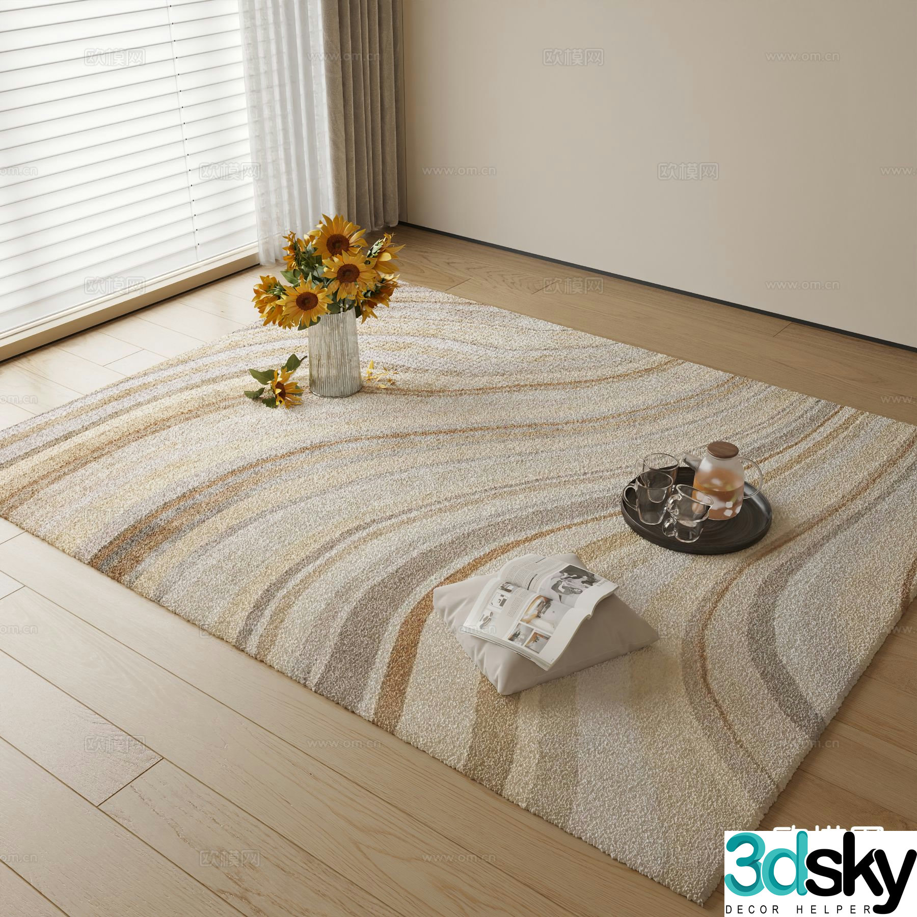 Modern striped carpet 3d model