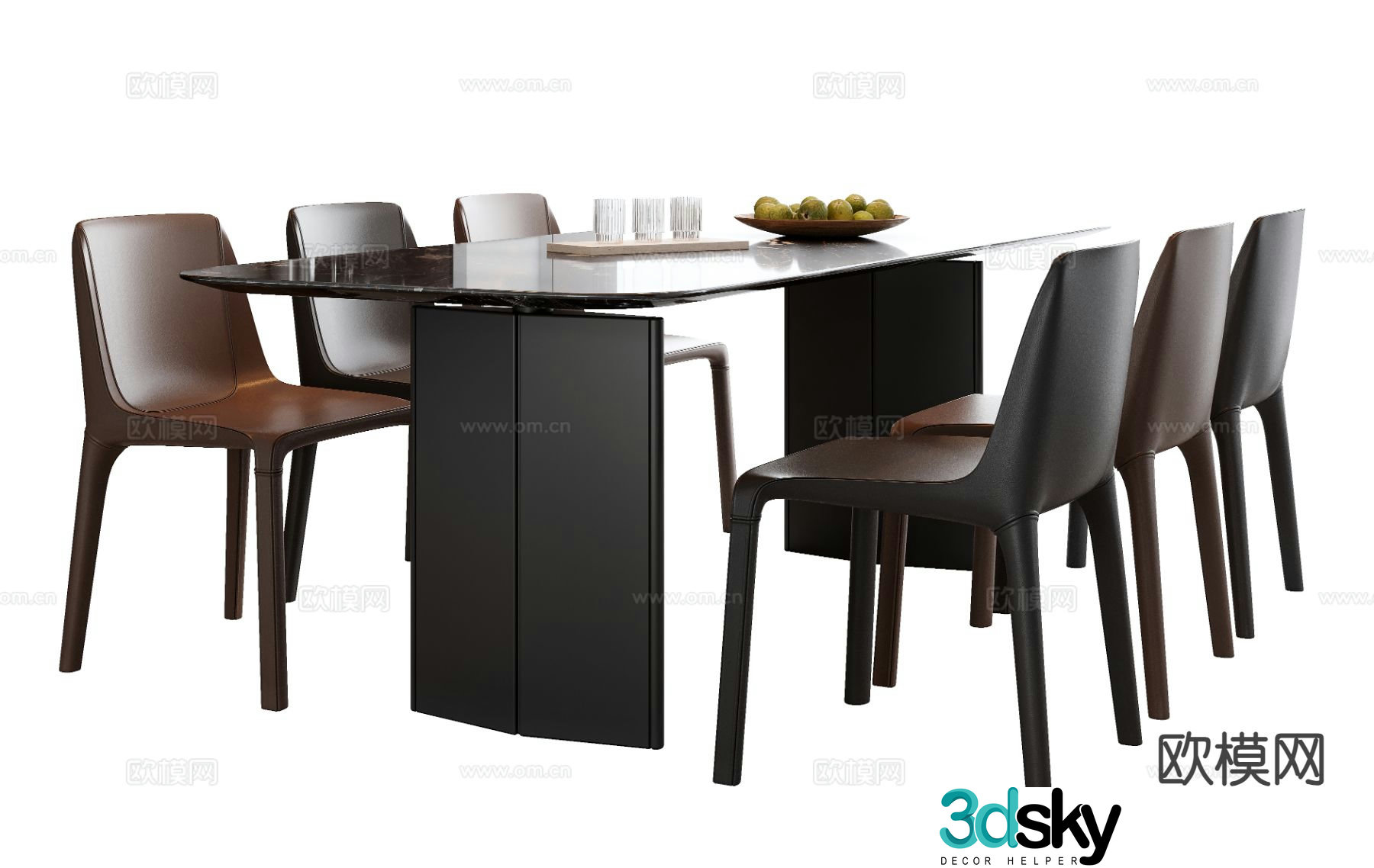 Italian dining table and chairs 3d model