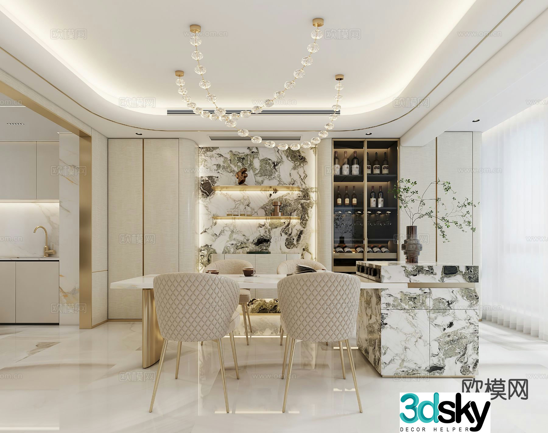 Light luxury restaurant Zhongdao restaurant 3D model