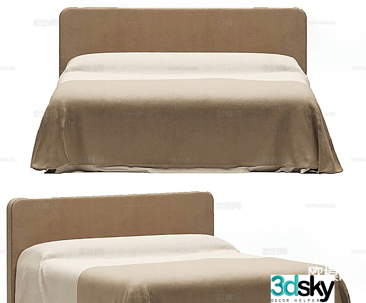 Modern double bed 3d model