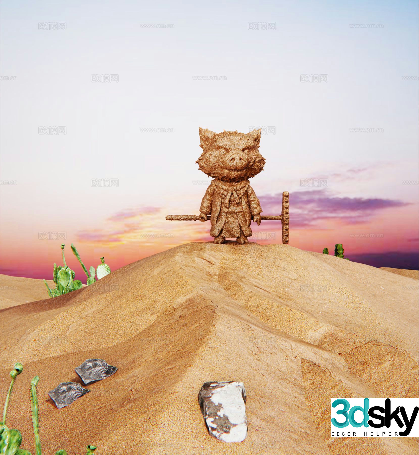 Desert landscape sculpture 3d model