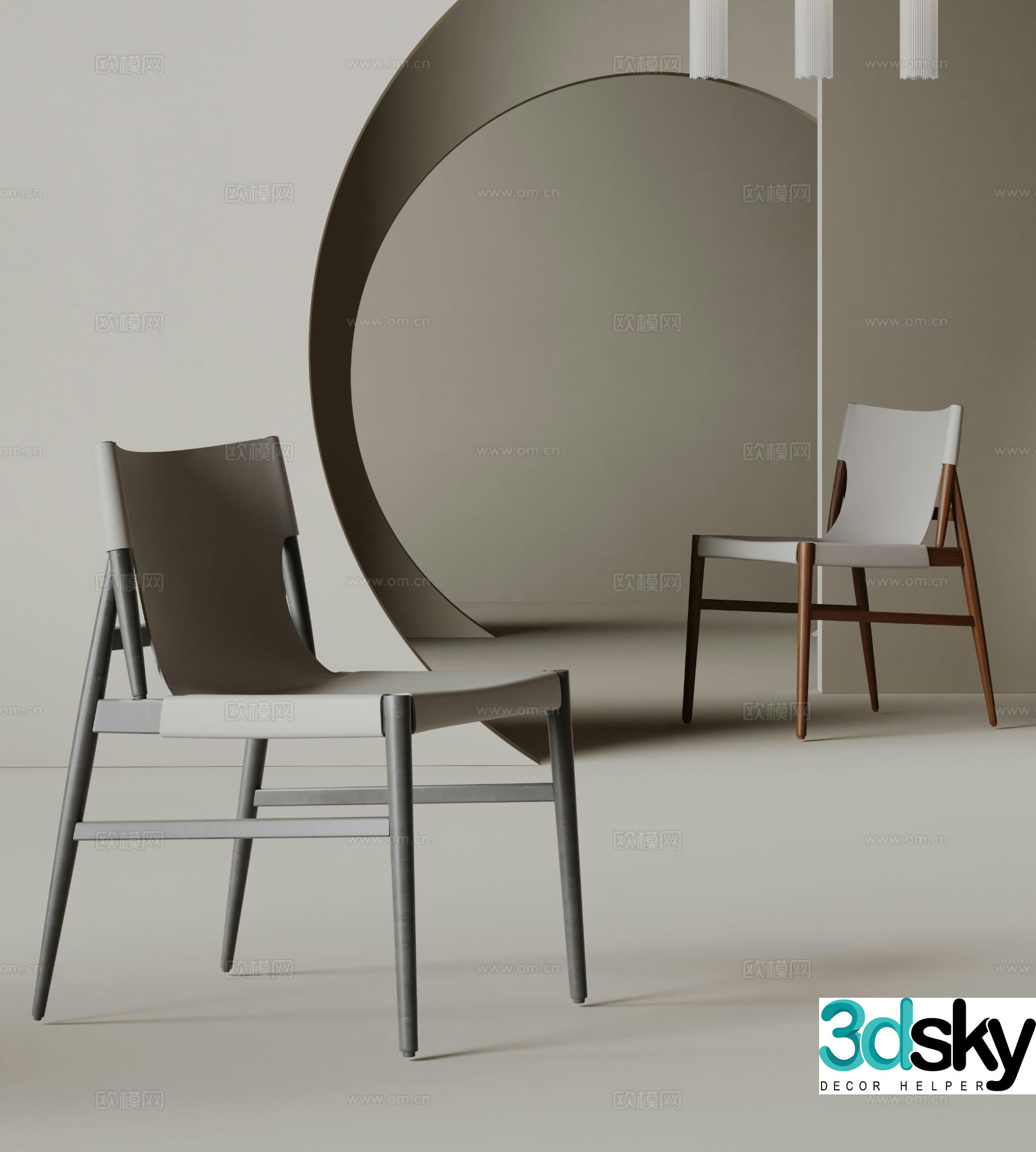 GUBI modern single chair dining chair 3d model