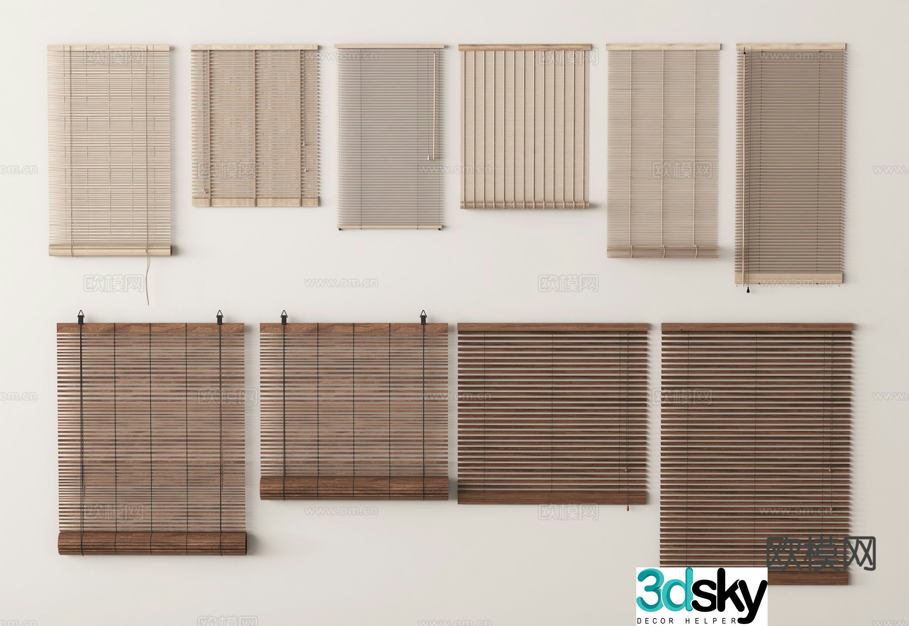 New Chinese style curtains Venetian blinds 3D model