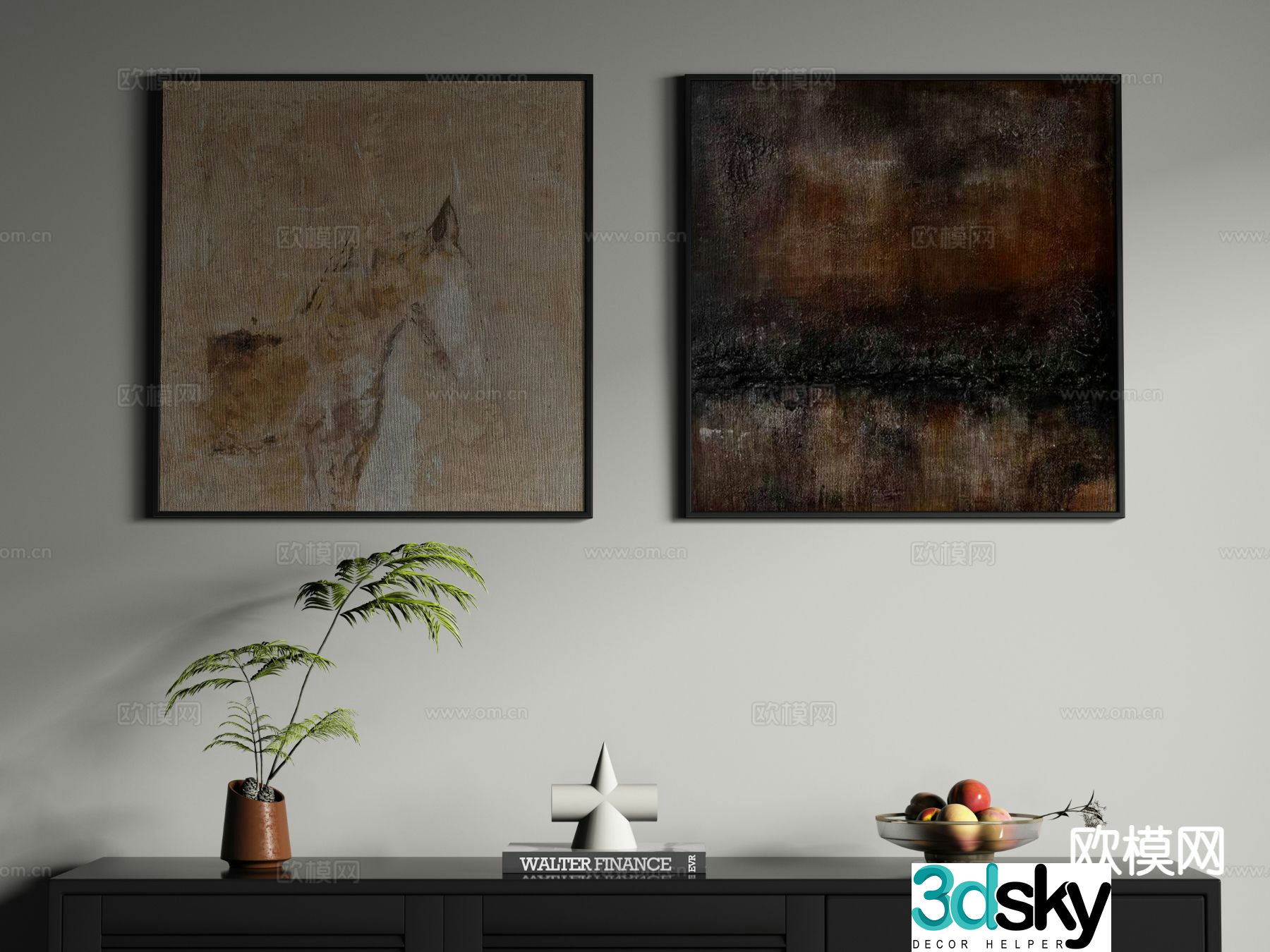 Medieval style decorative painting hanging painting 3d model
