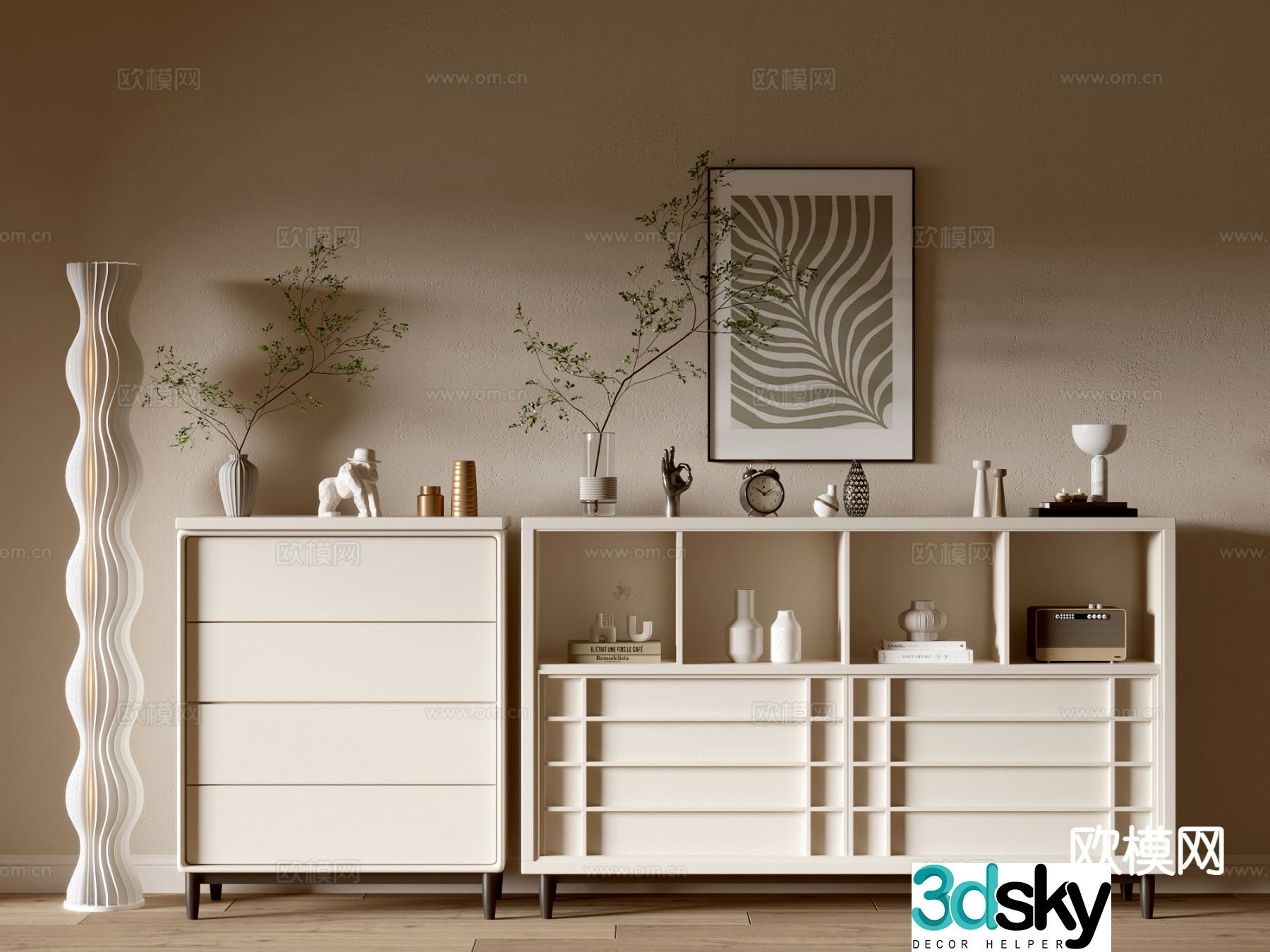 Cream style sideboard 3d model