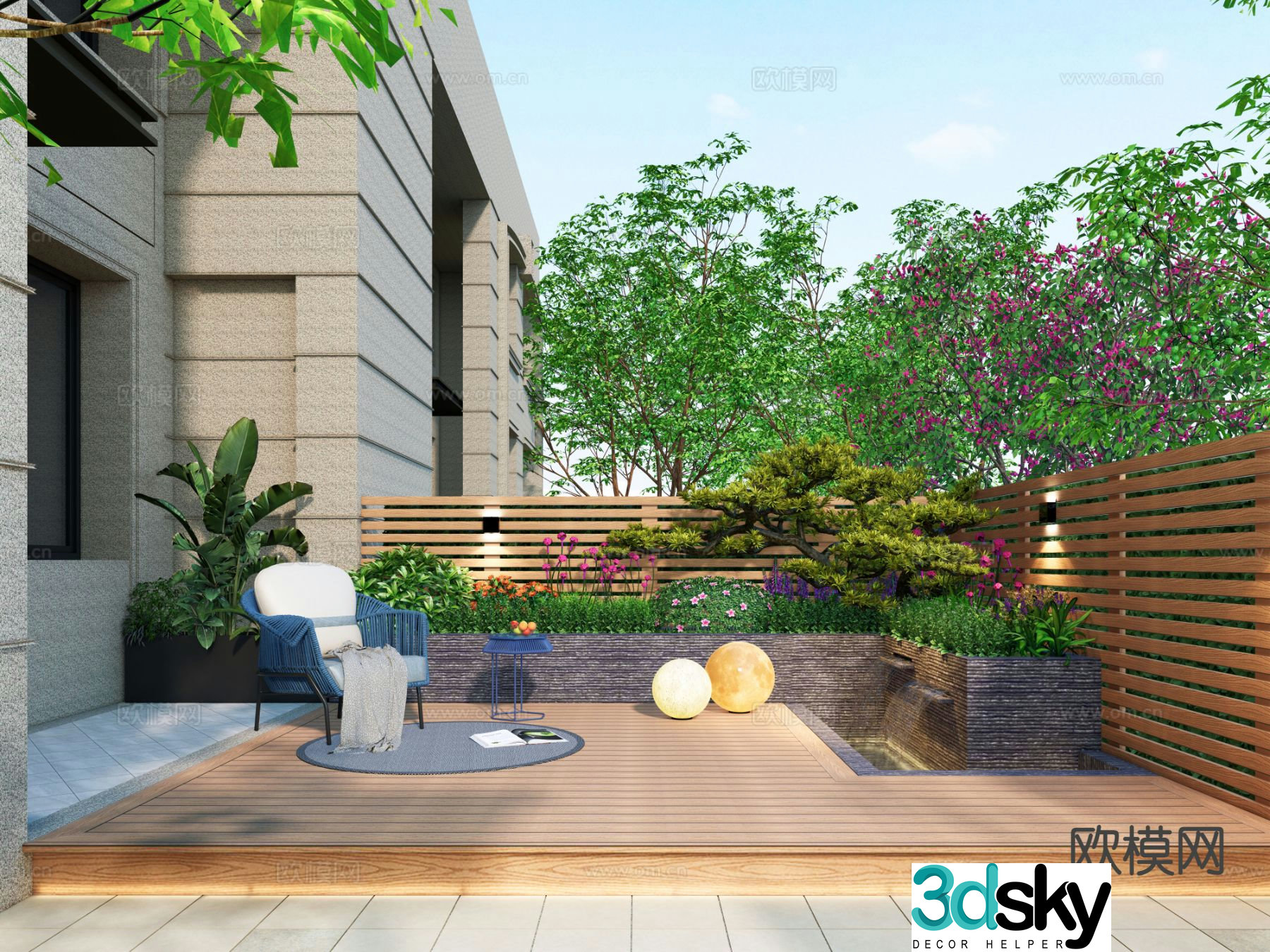 Modern courtyard garden landscape 3d model