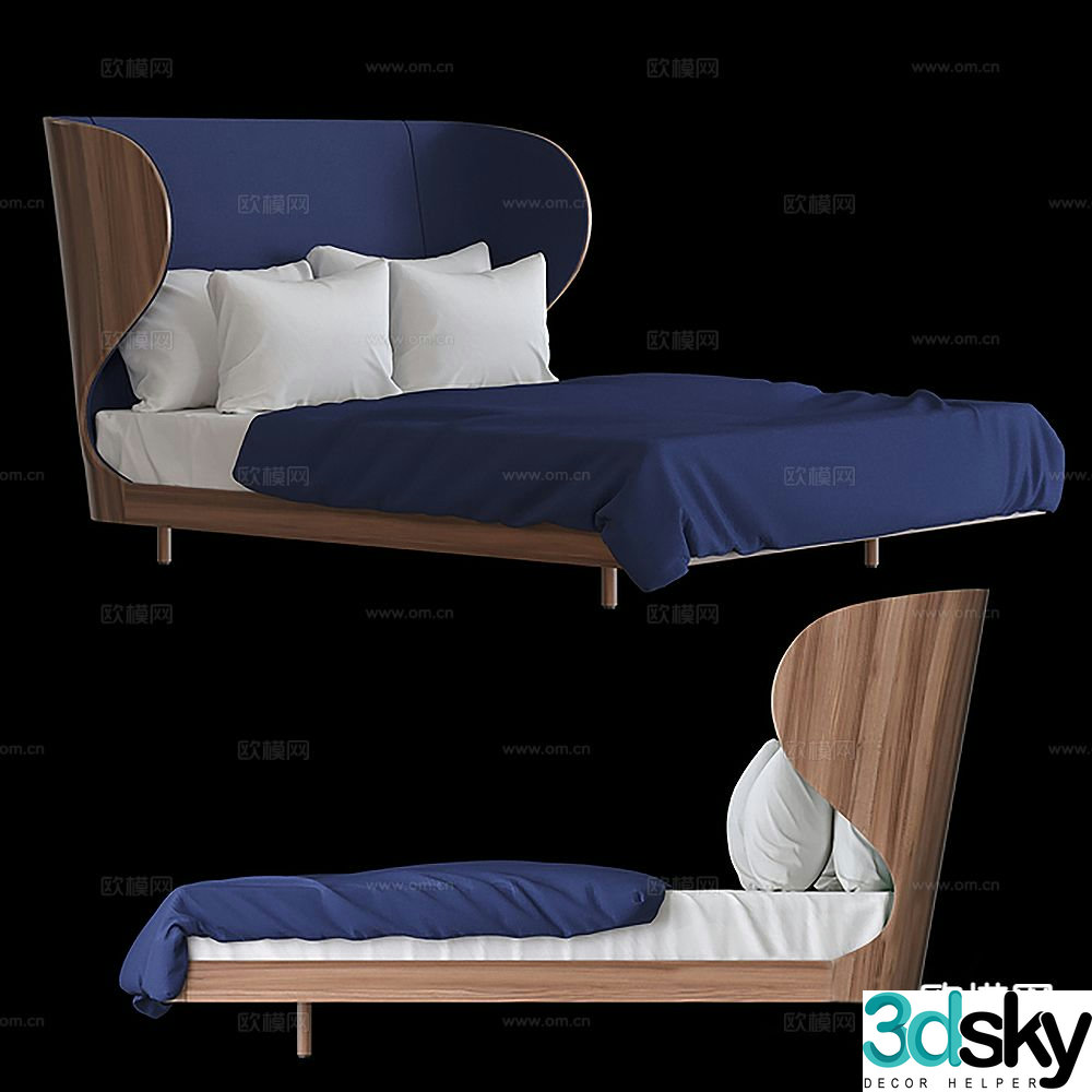 Modern double bed 3d model