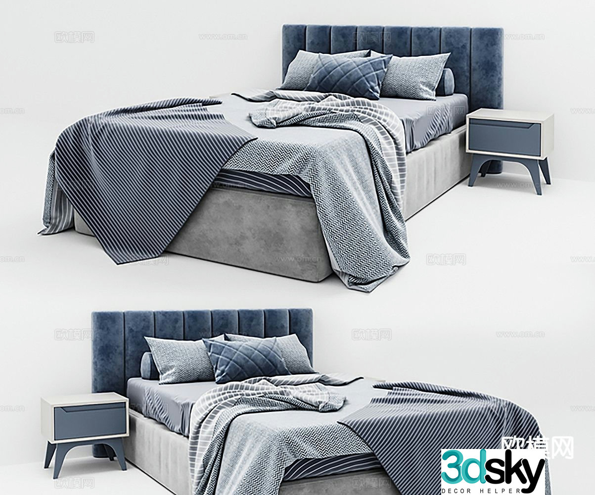 Modern double bed 3d model