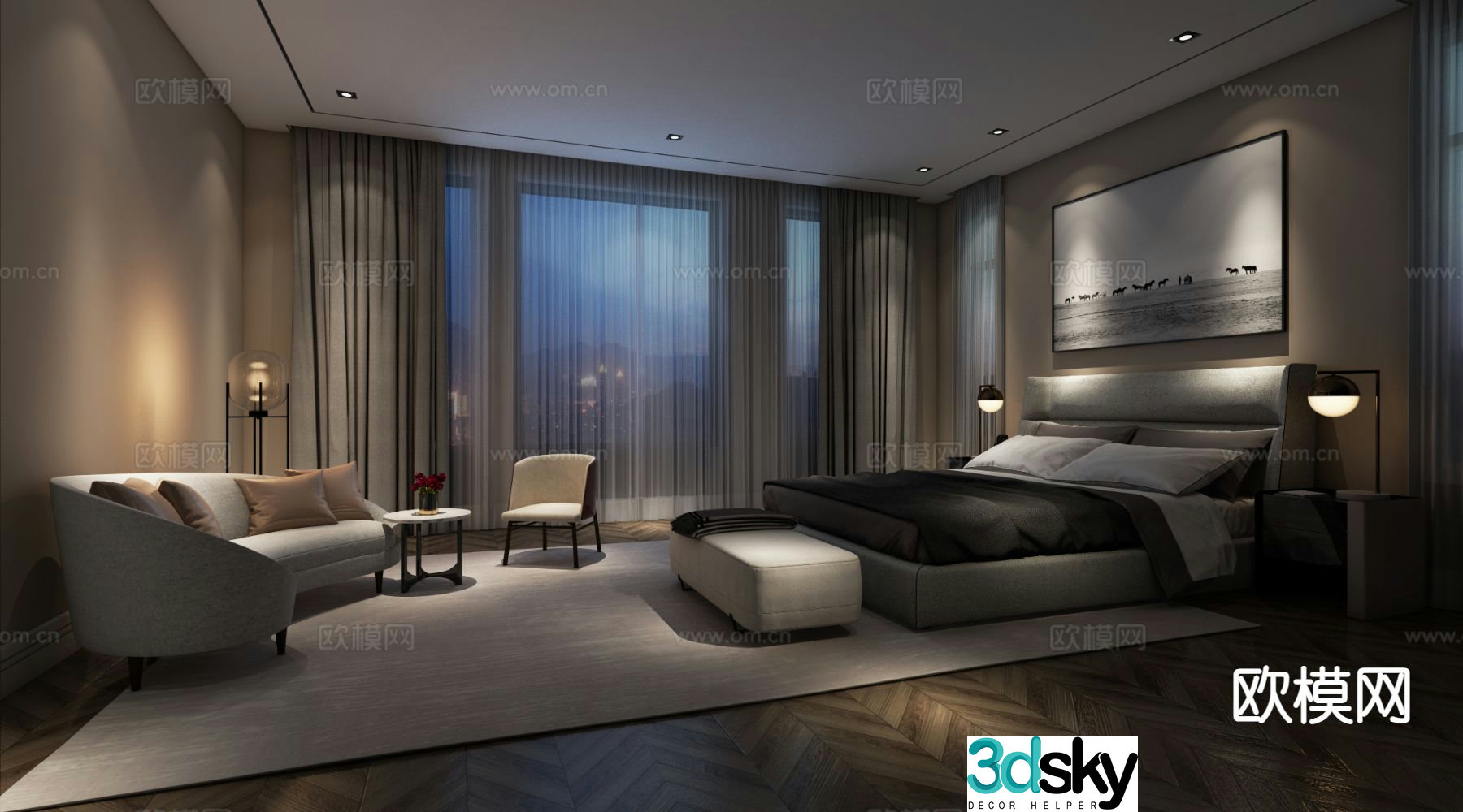Modern bedroom master bedroom 3d model