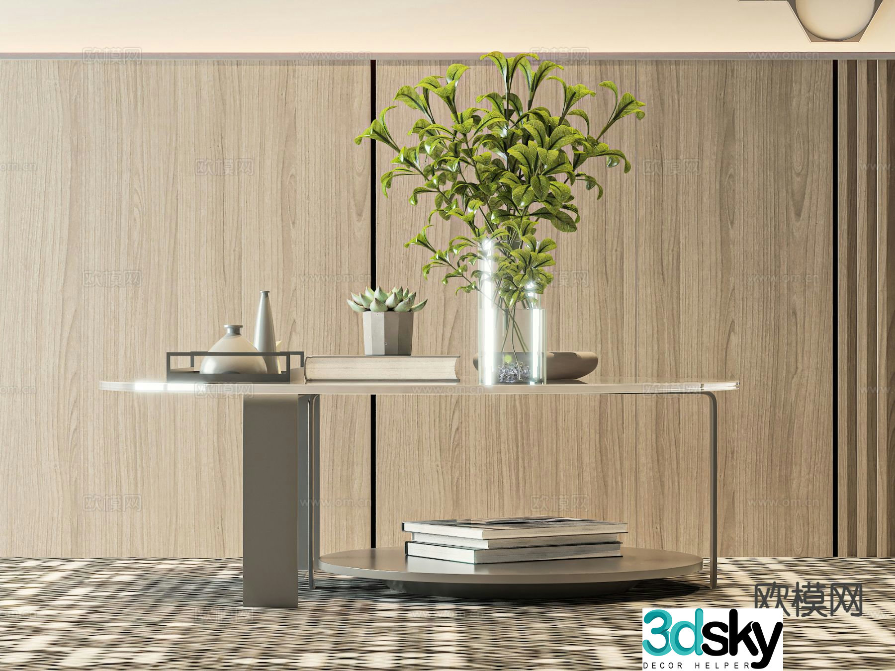 Oval coffee table metal coffee table 3d model