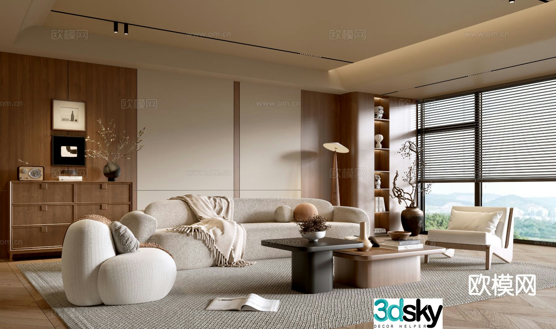Wabi-sabi living room 3d model