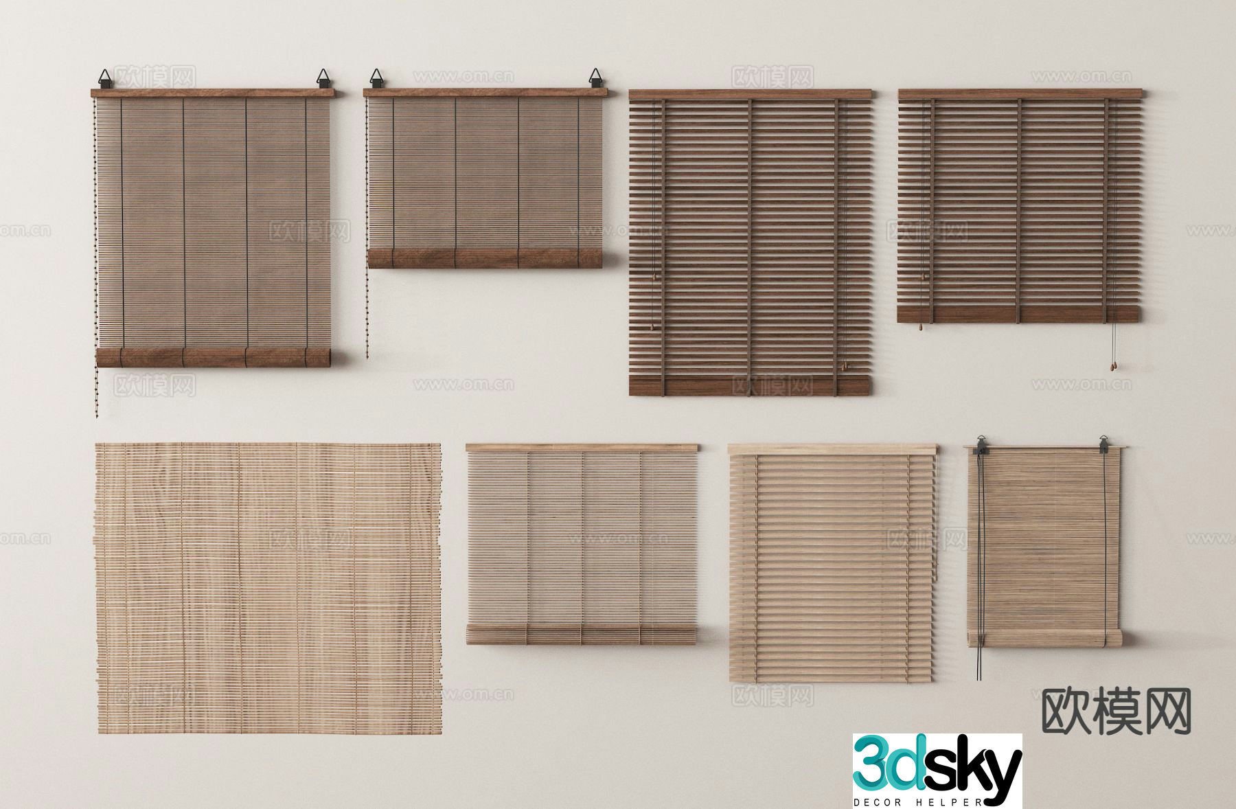 Medieval style curtains venetian blinds roller blinds 3D model