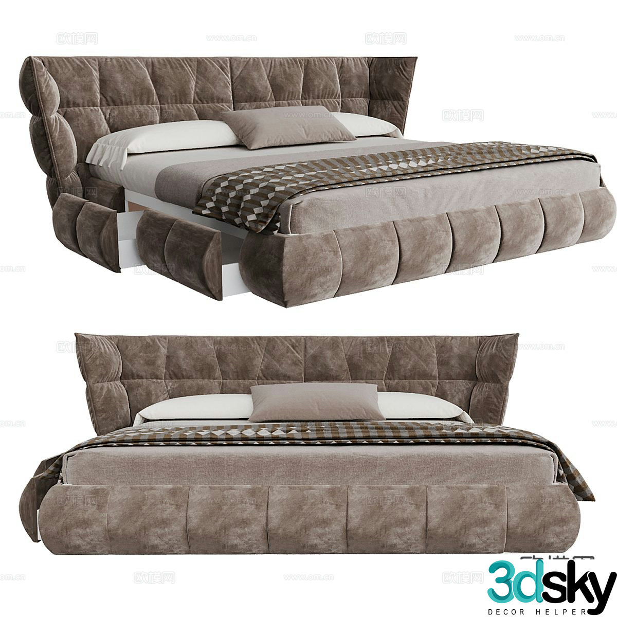 Nordic double bed 3d model