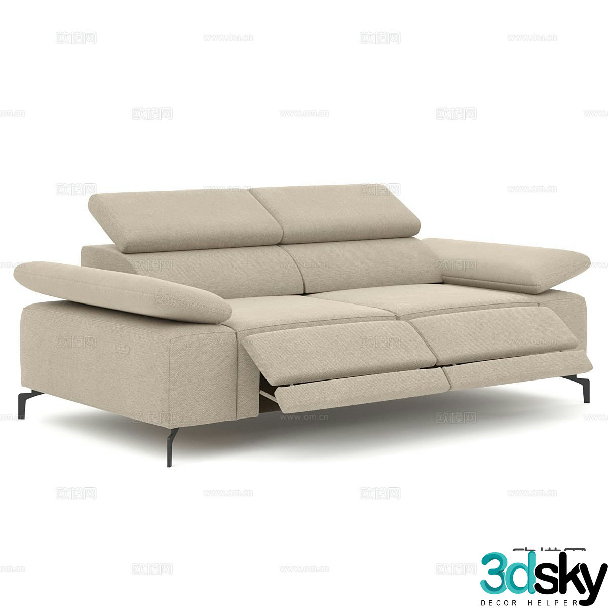 Modern minimalist sofa double sofa 3d model