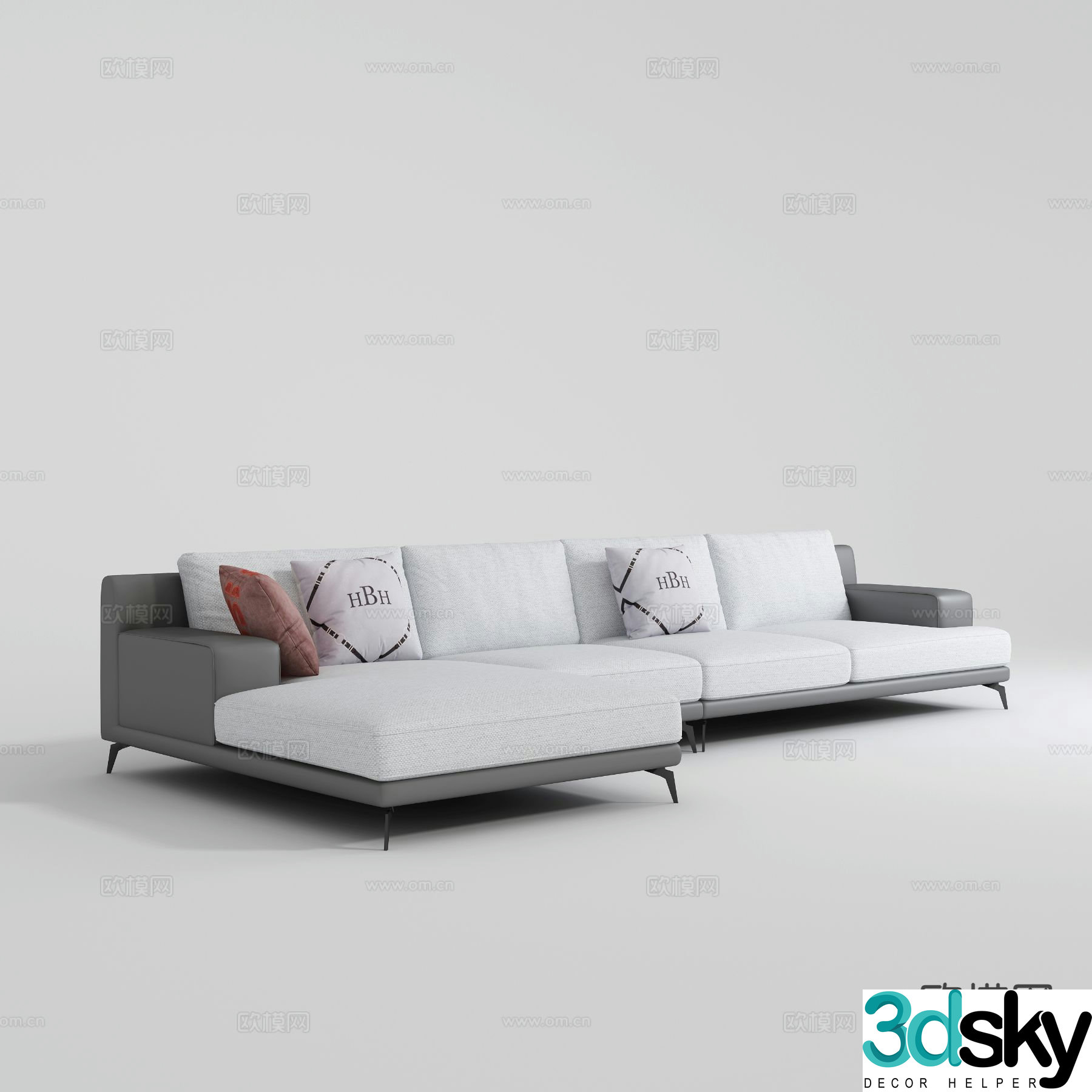 Multi-person sofa corner sofa 3d model