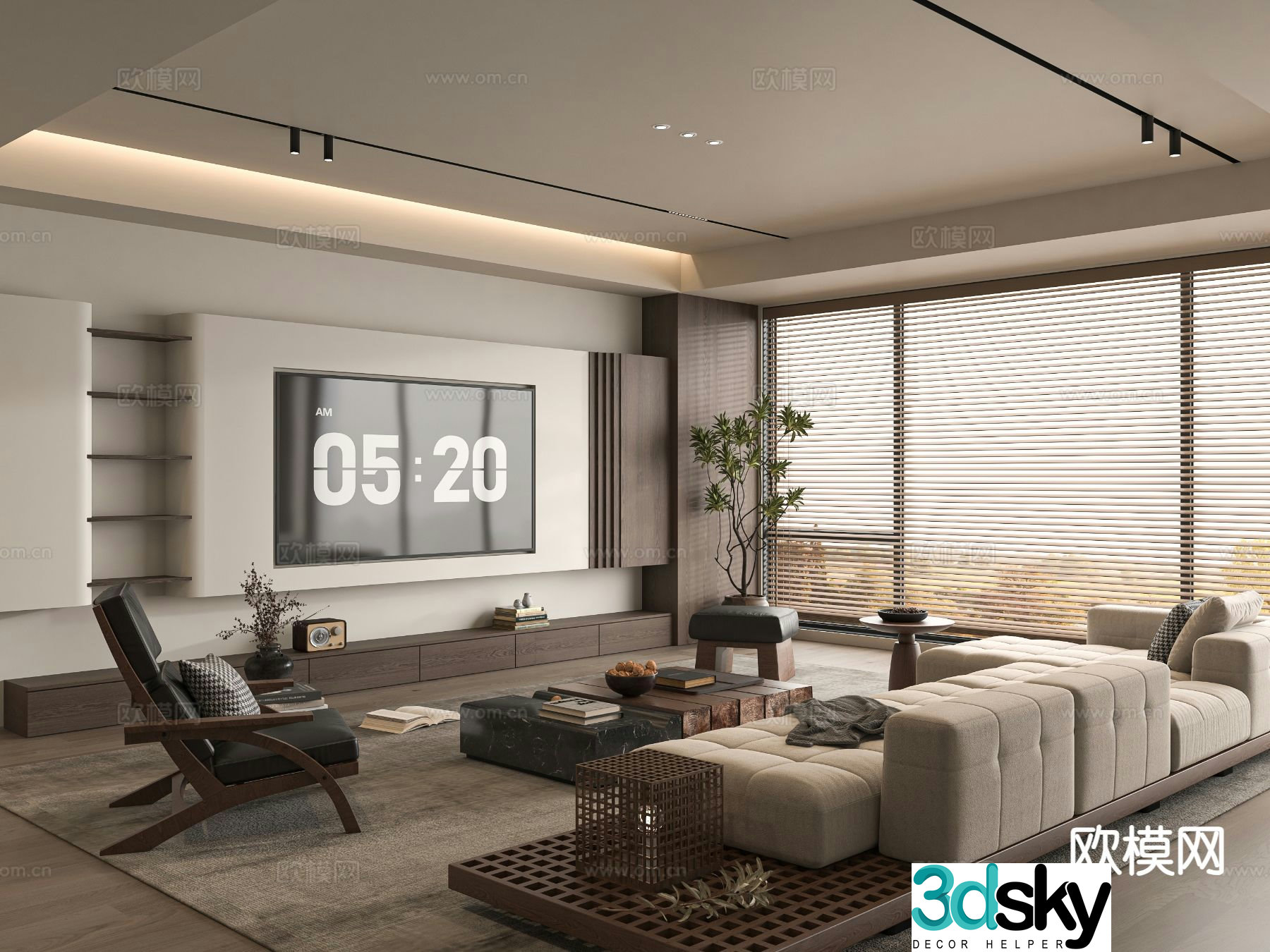 Wabi-sabi living room 3d model