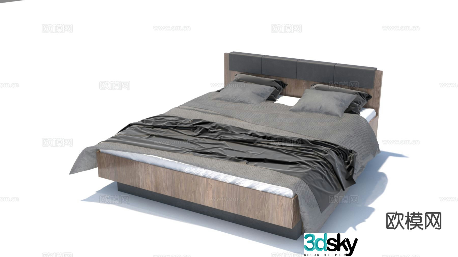 Modern double bed 3d model