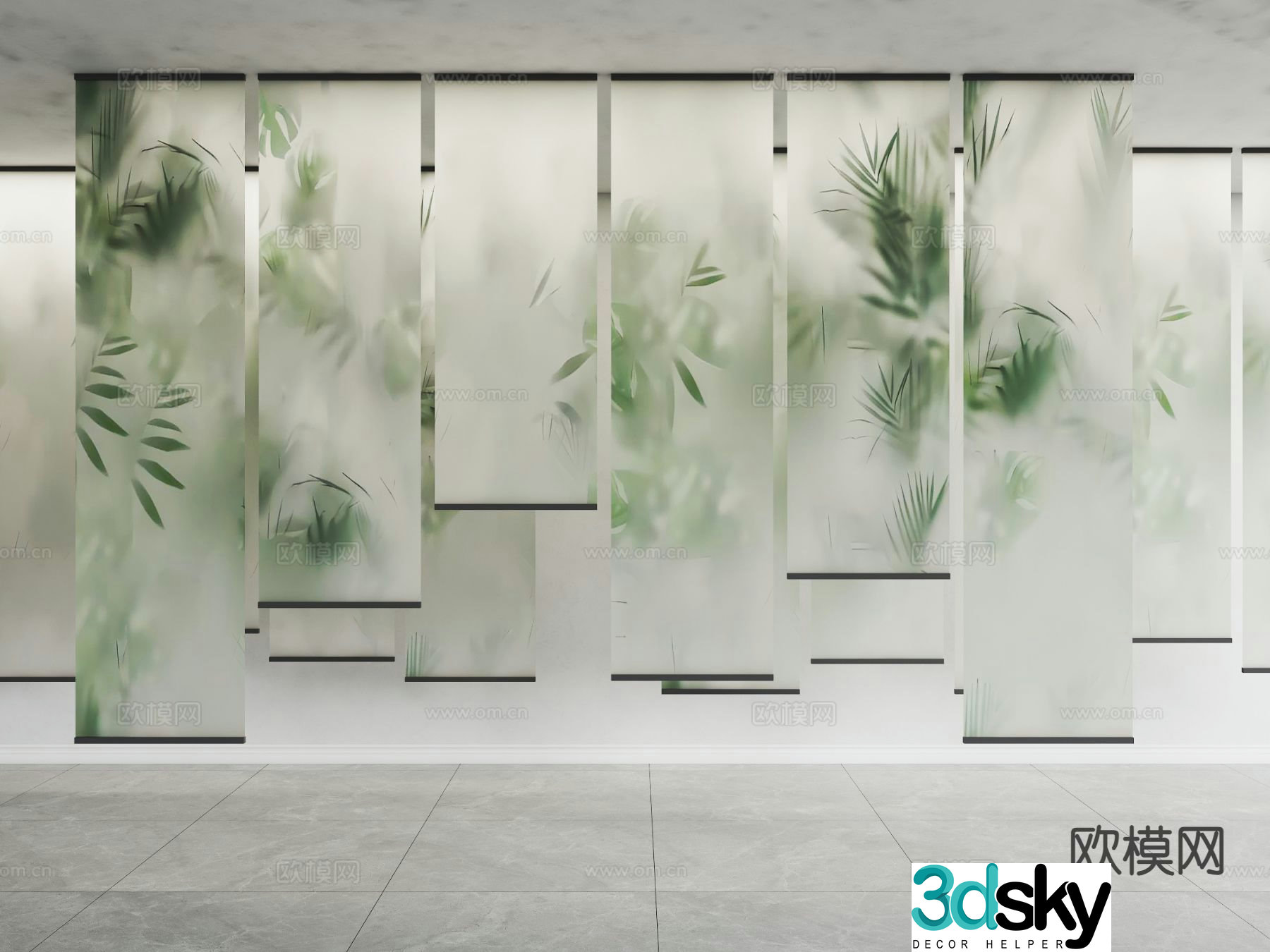 New Chinese style curtains gauze curtains partition curtains 3D model