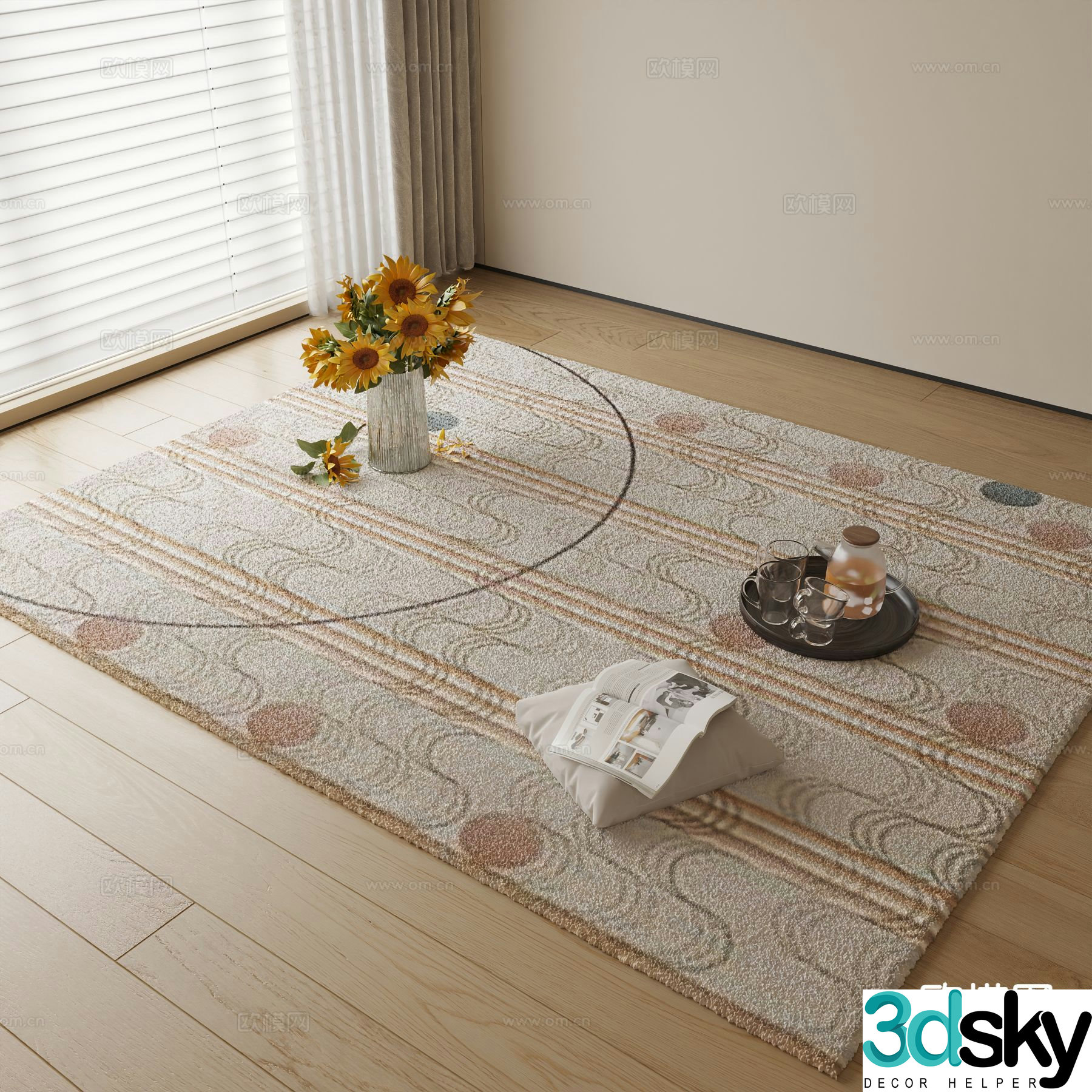 Modern carpet square rug 3d model