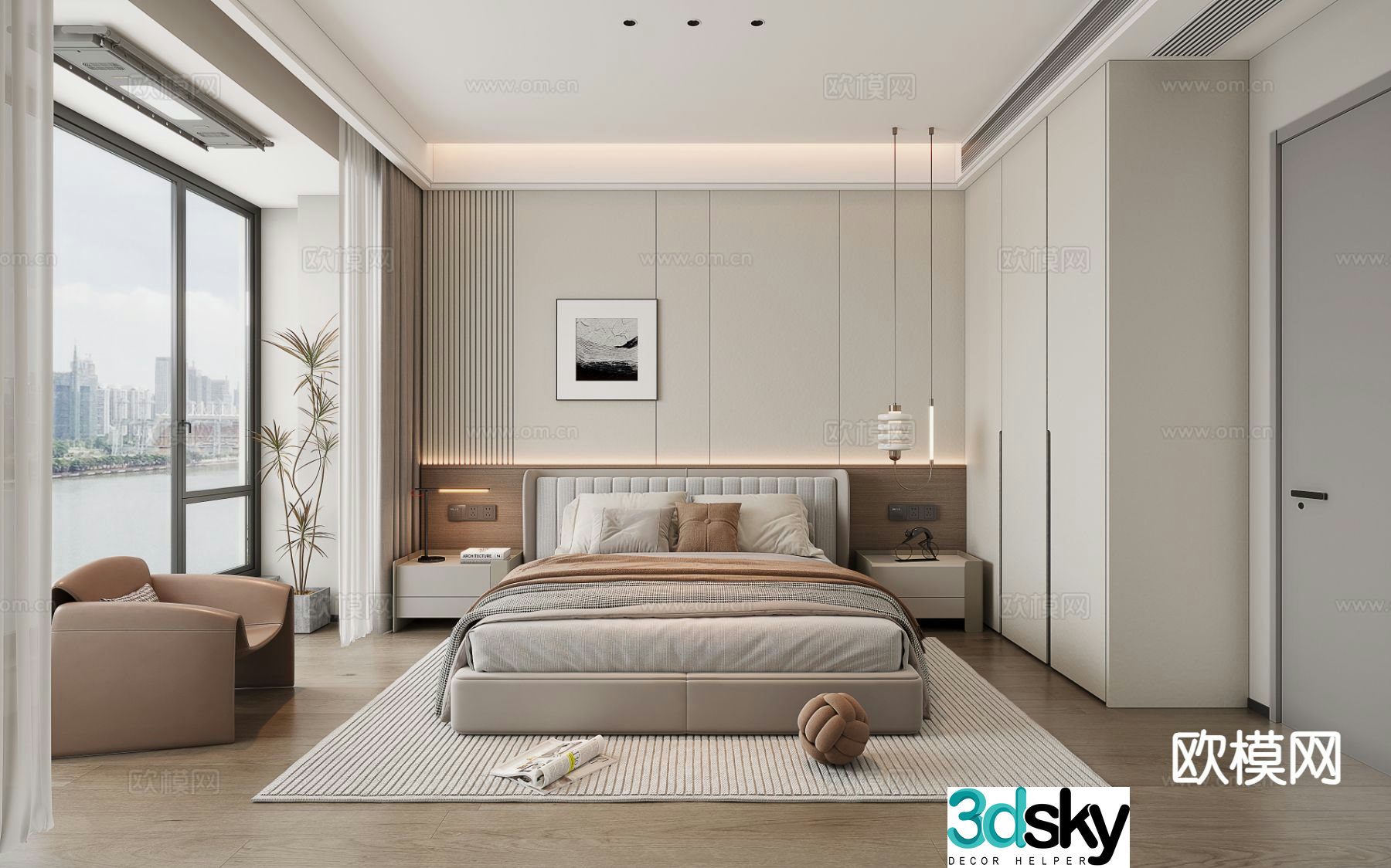 Modern bedroom master bedroom 3d model