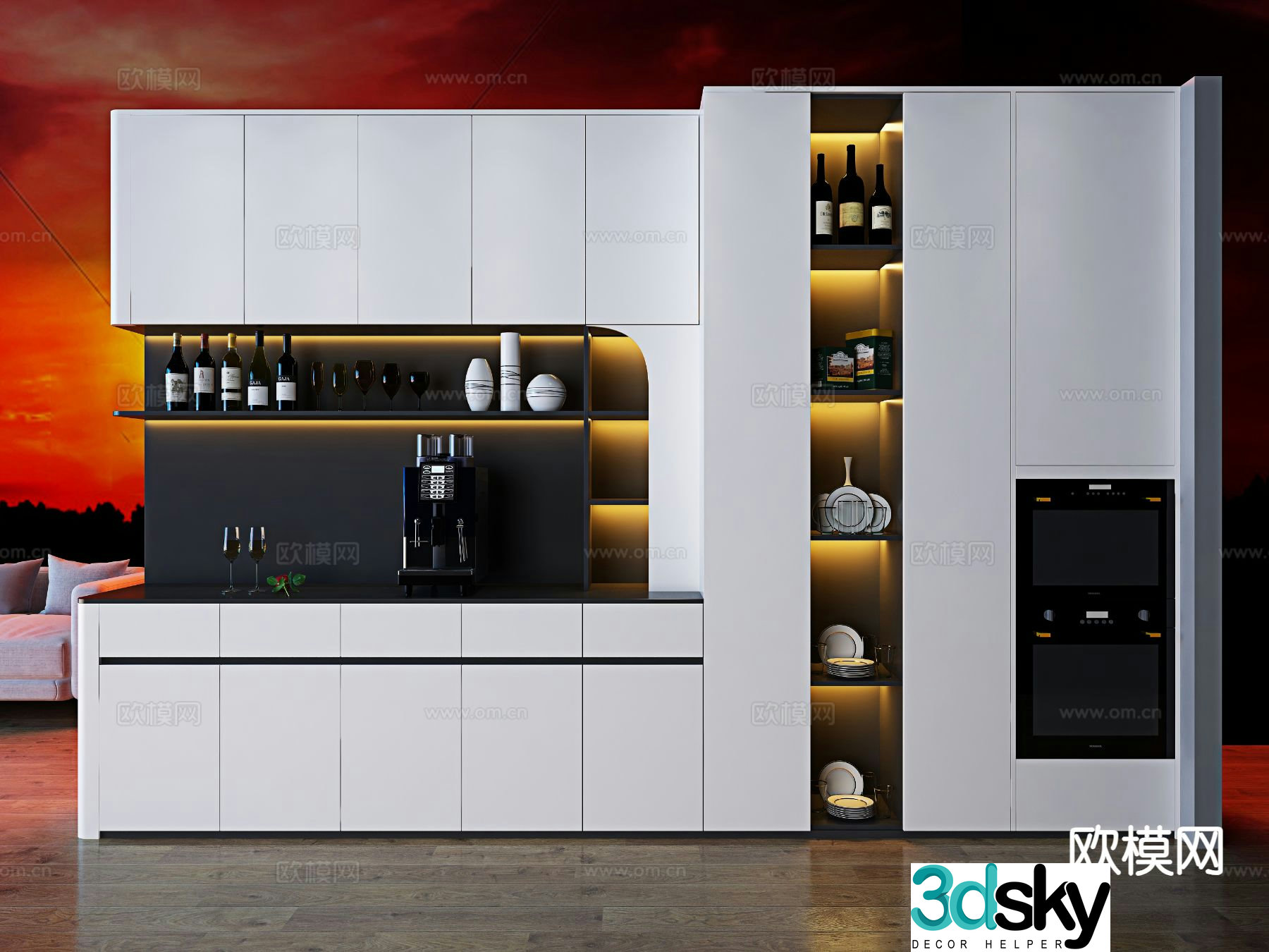 Modern wine cabinet sideboard 3d model