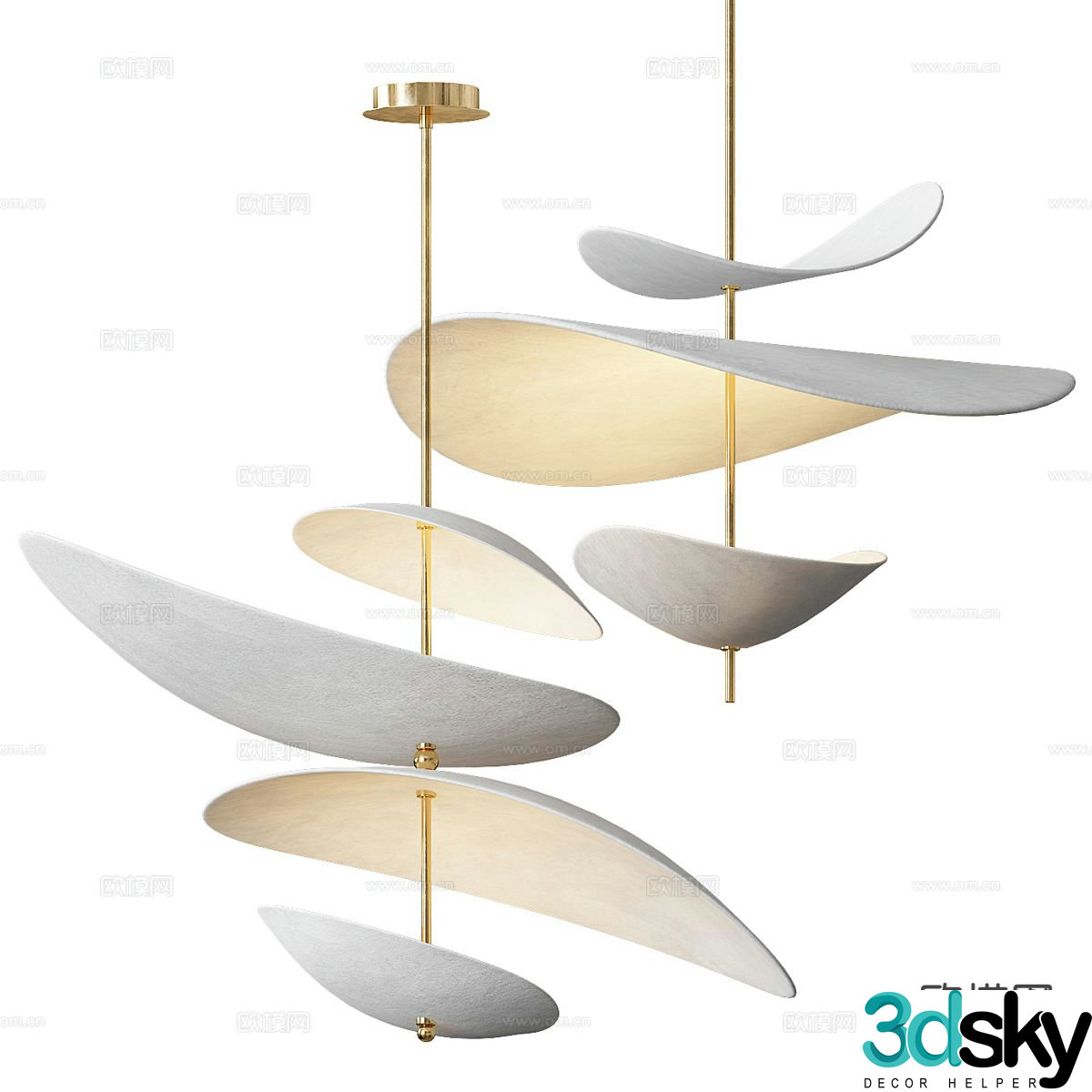 Wabi-sabi style chandelier 3d model