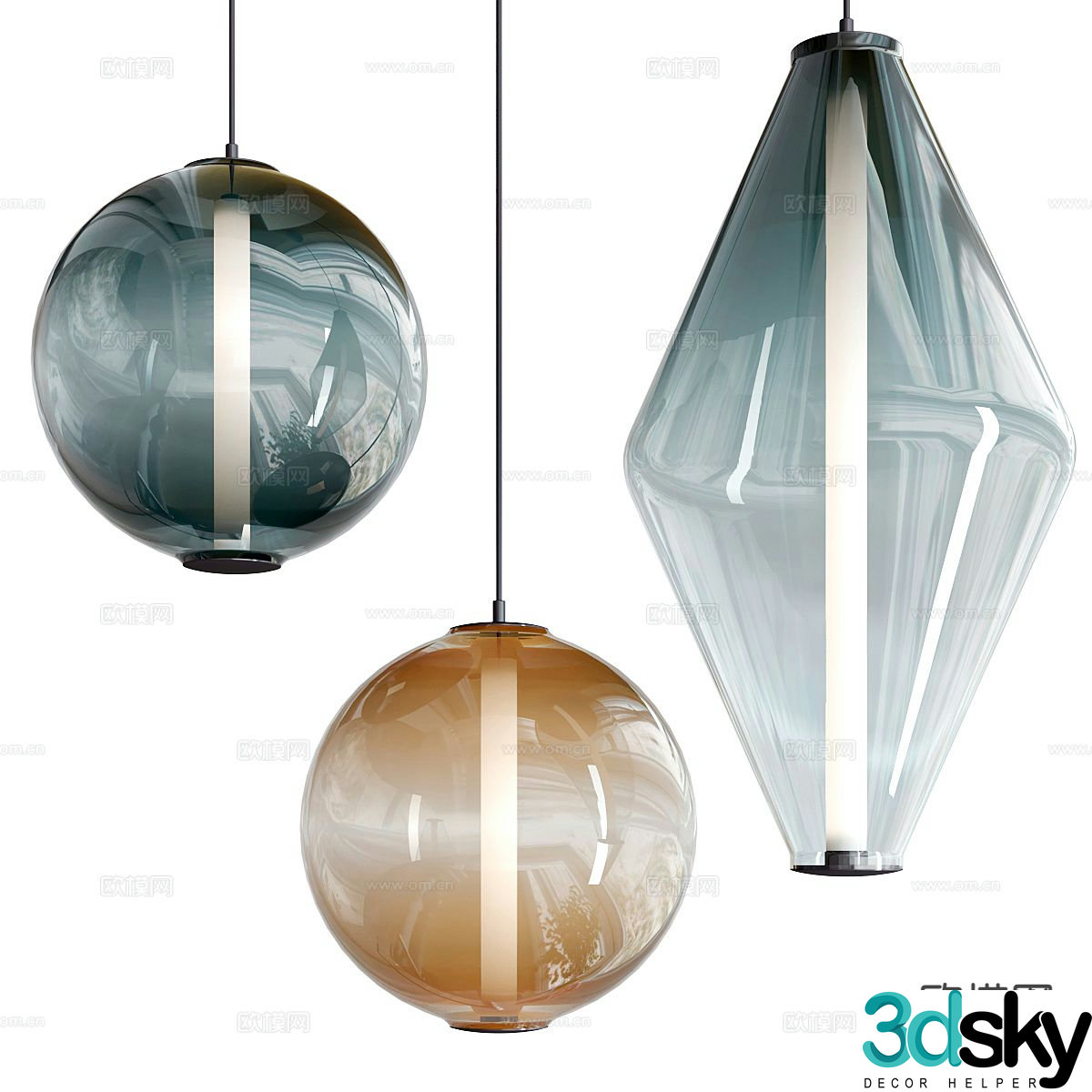 Glass small chandelier 3d model