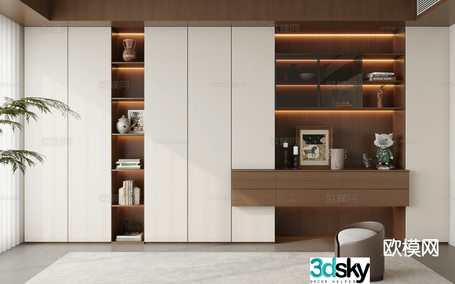 Medieval style bookcase 3D model