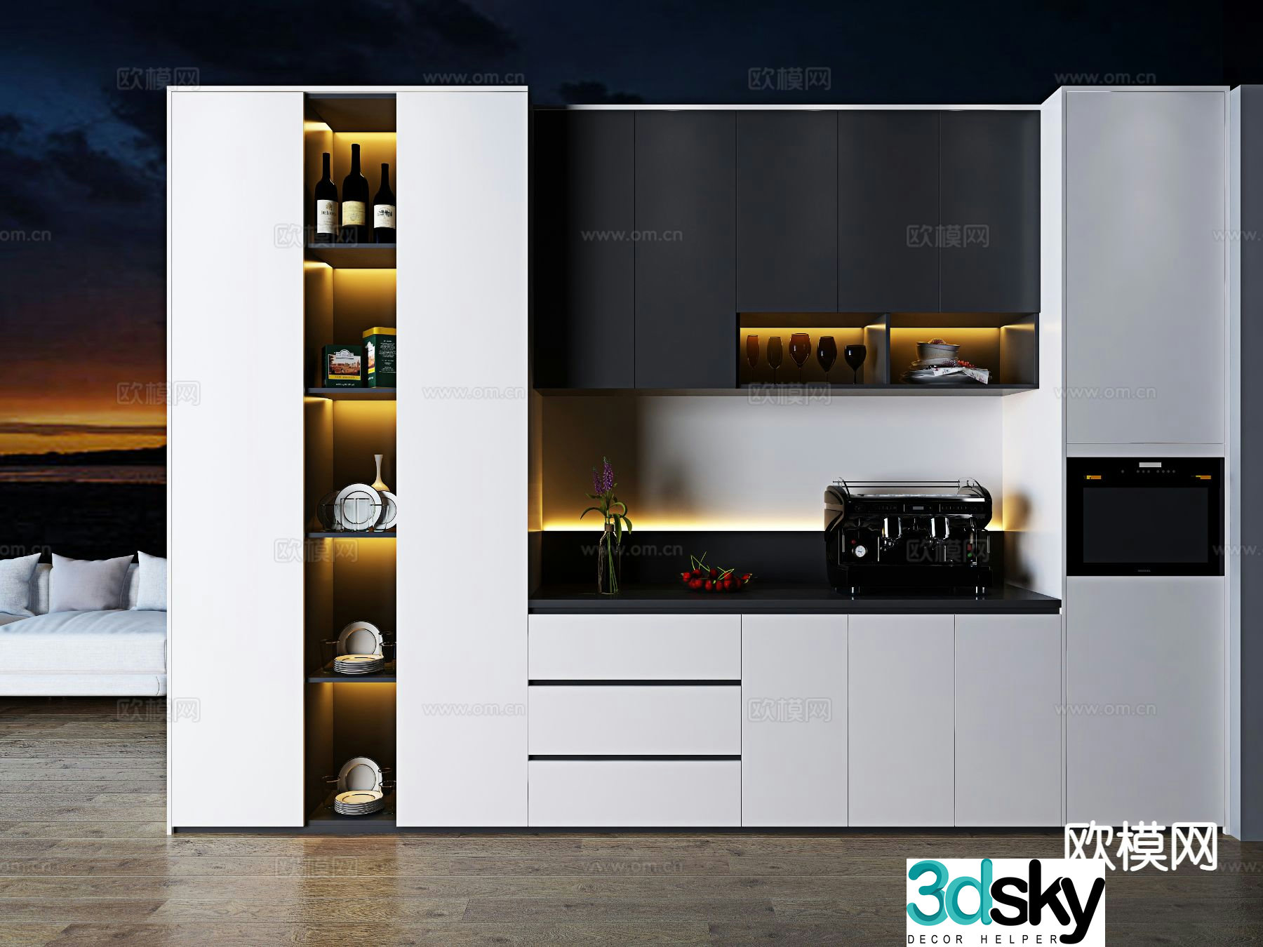 Modern wine cabinet sideboard 3d model