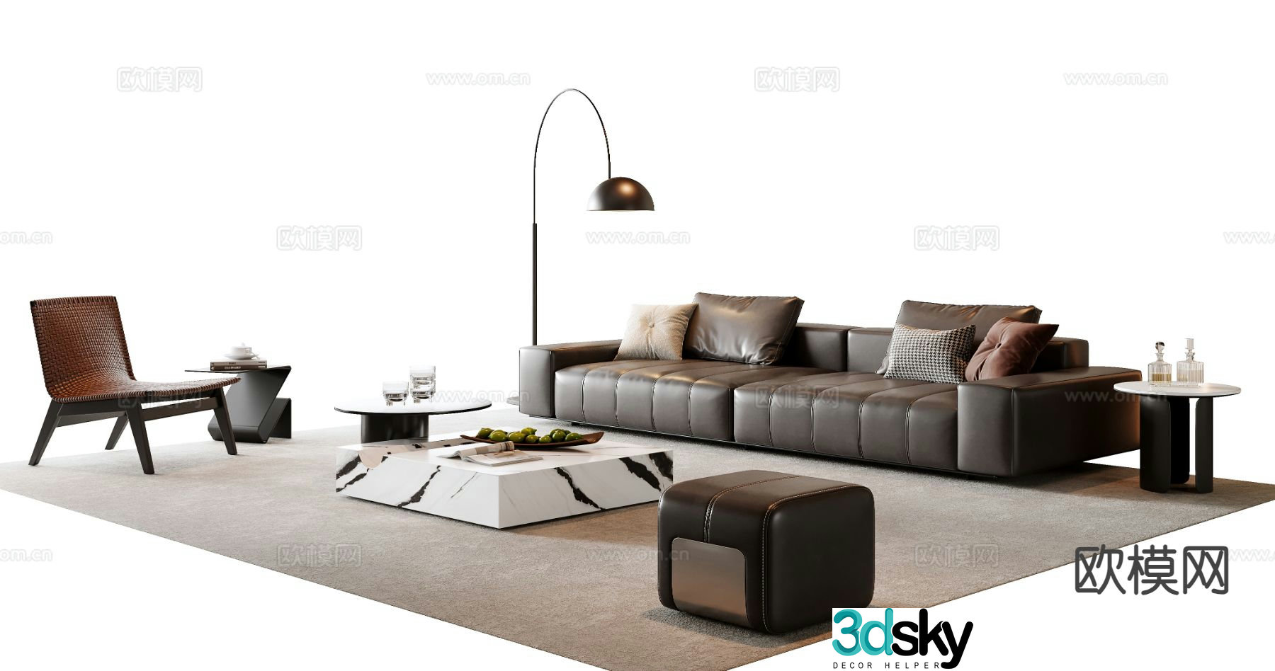 Italian sectional sofa 3d model