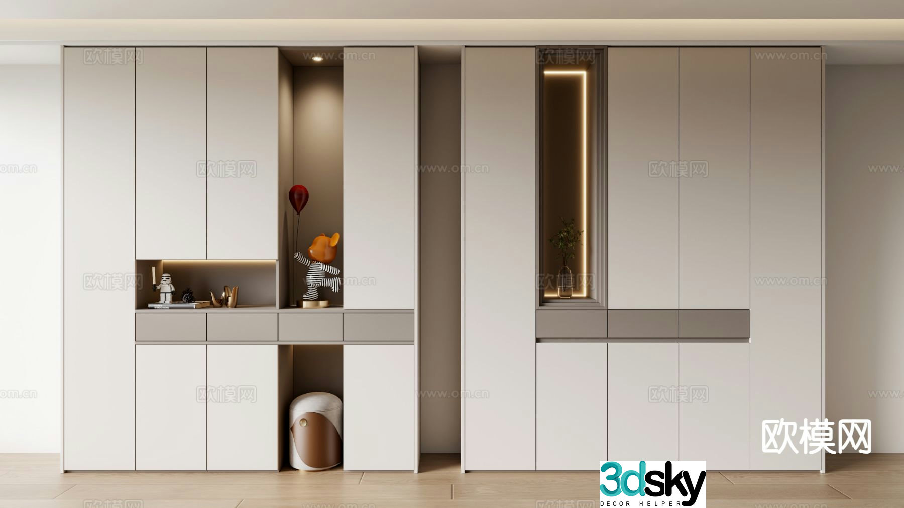 Modern home shoe cabinet 3D model