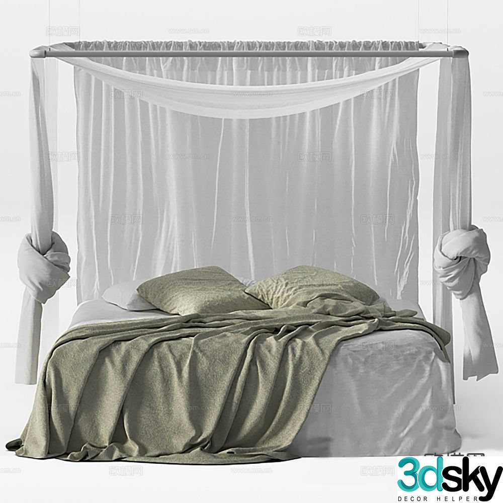 Modern double bed 3d model