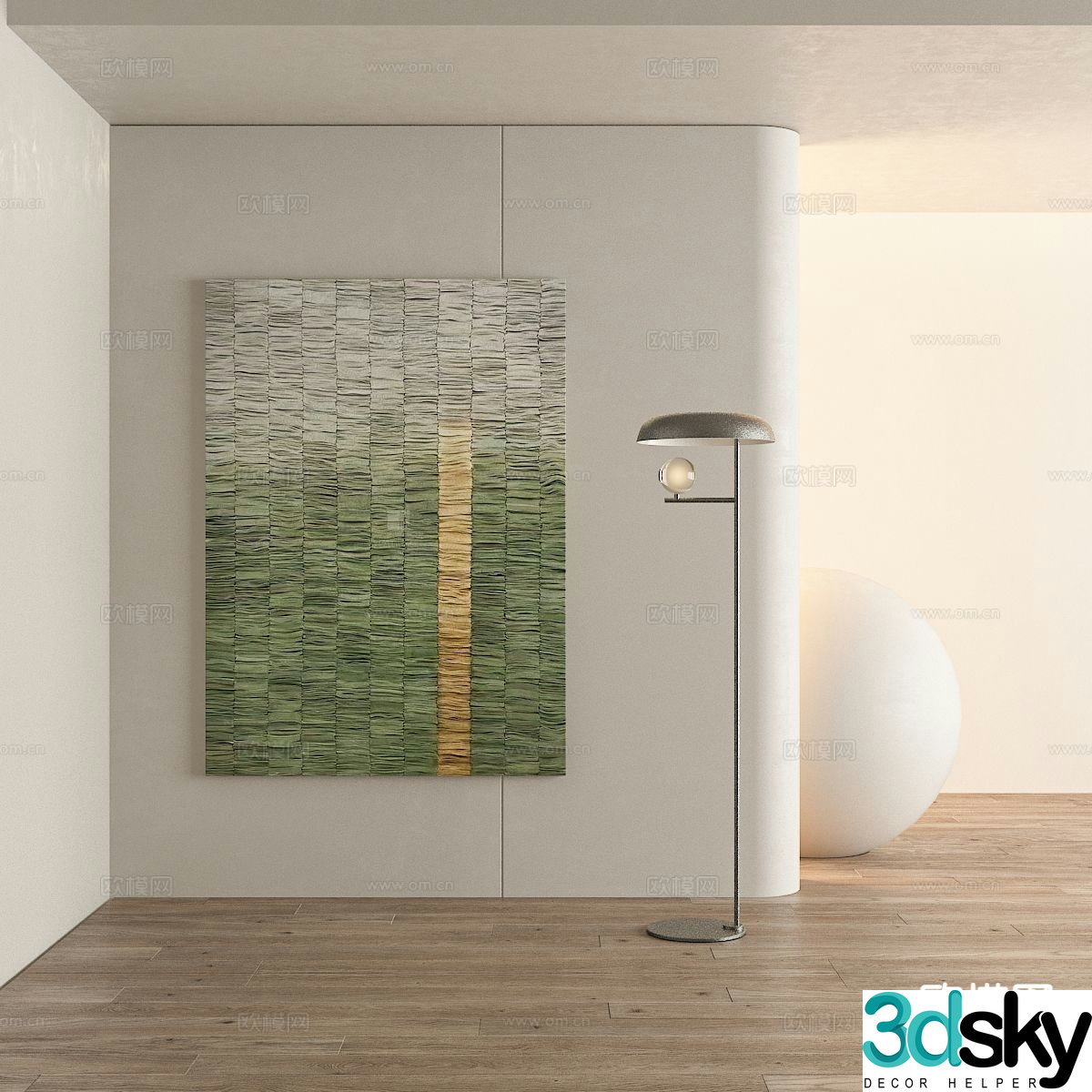 Wabi-sabi style oil painting decorative painting 3d model
