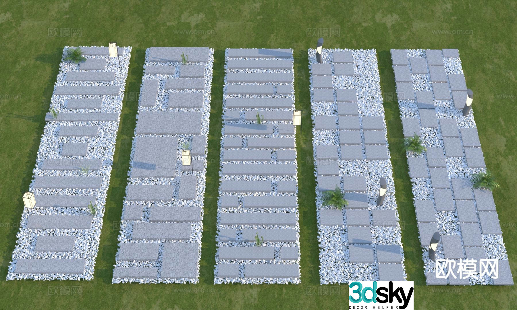 Chinese style landscape garden road tingbu park tingbu paving 3d model
