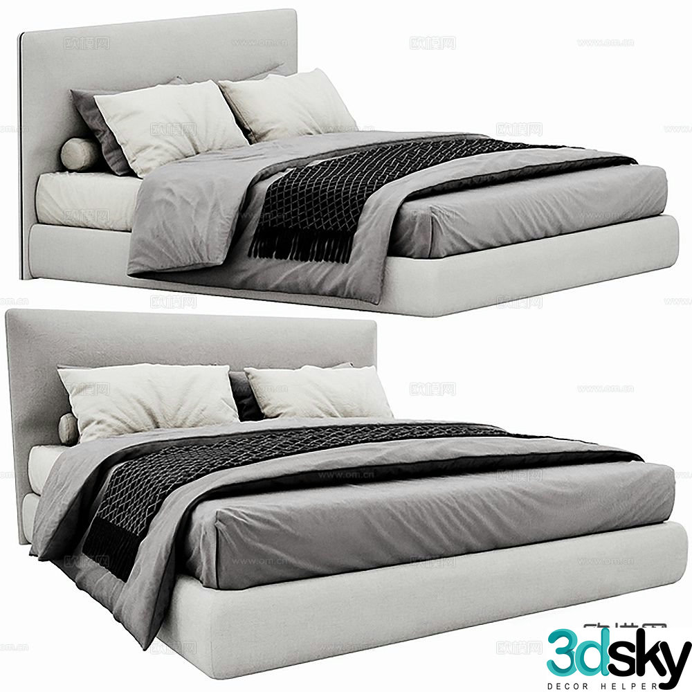 Modern double bed 3d model