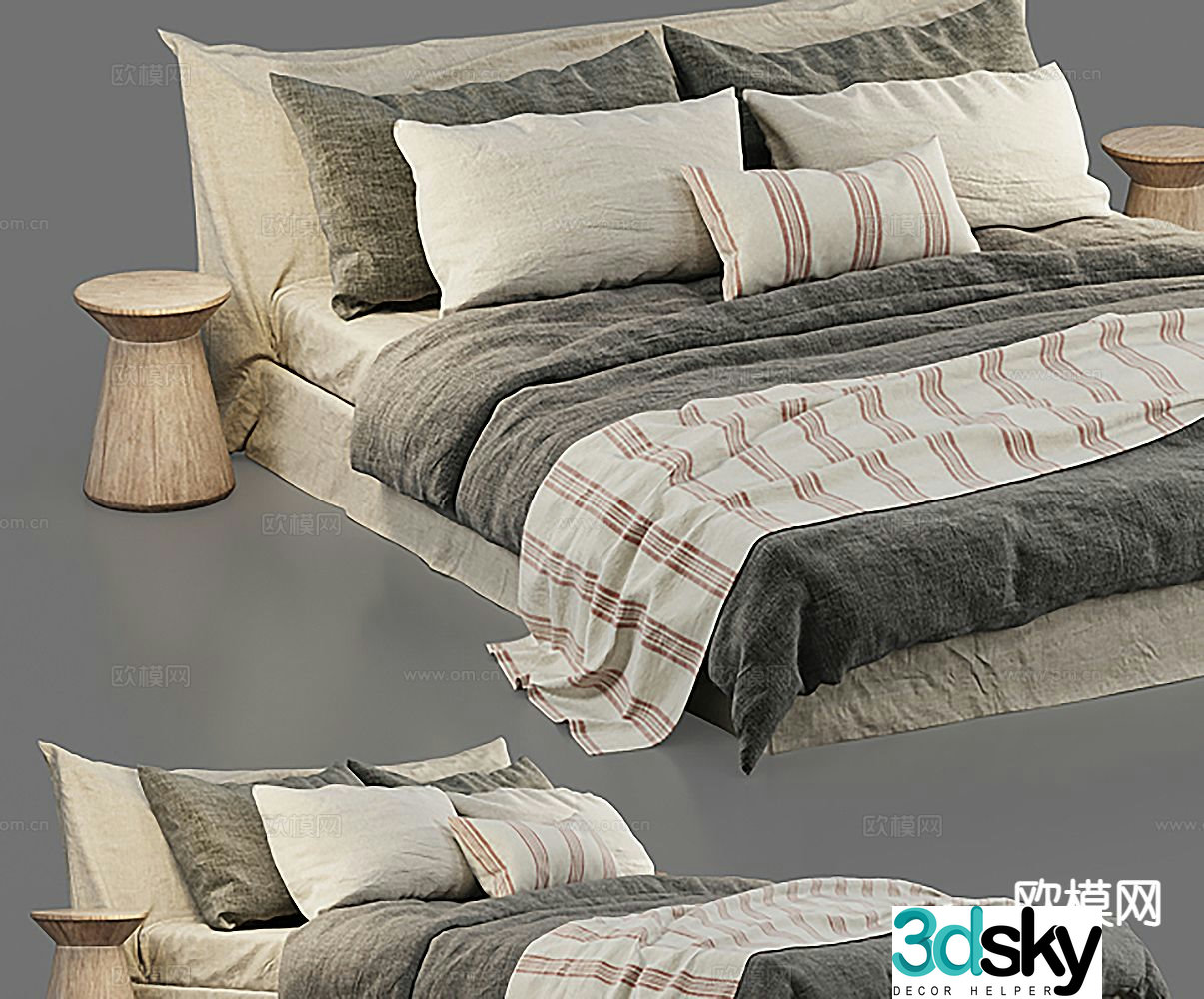 Modern double bed 3d model