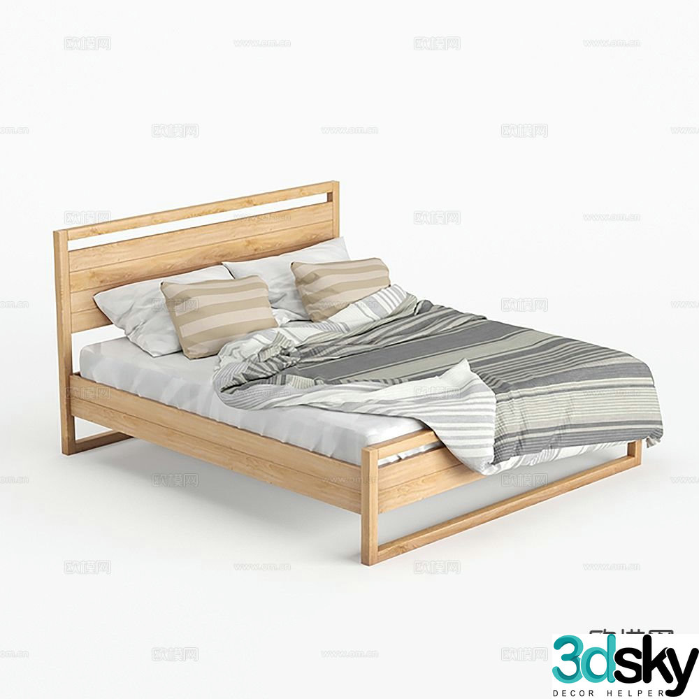Wabi-sabi double bed 3d model