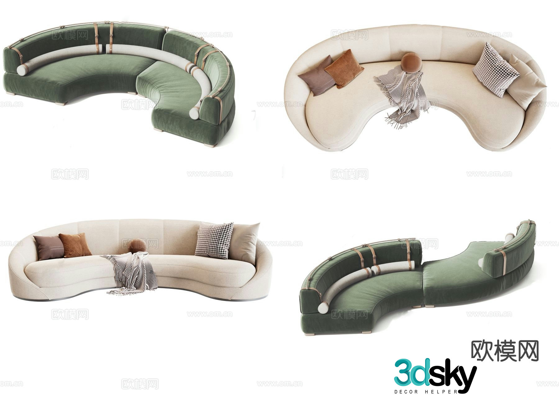 Curved sofa semicircular sofa special-shaped sofa 3D model