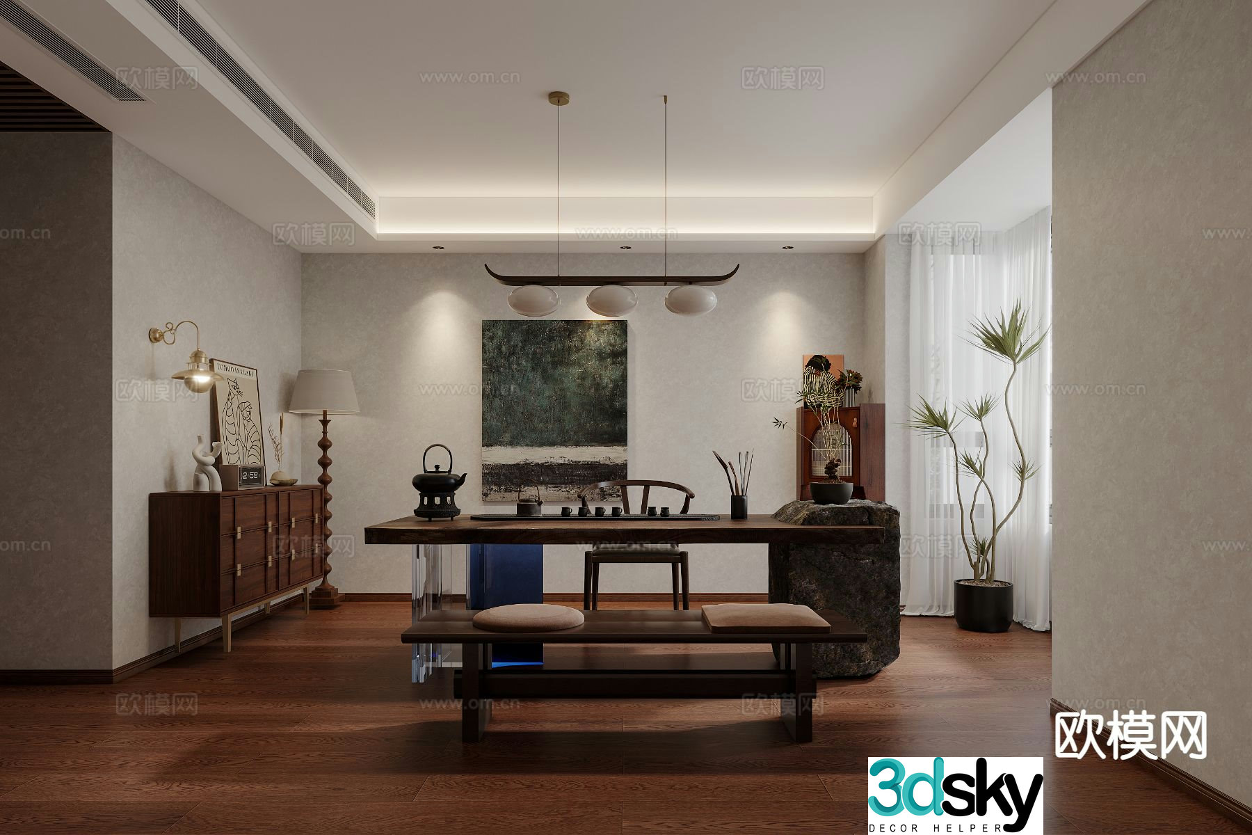 New Chinese tea room 3d model