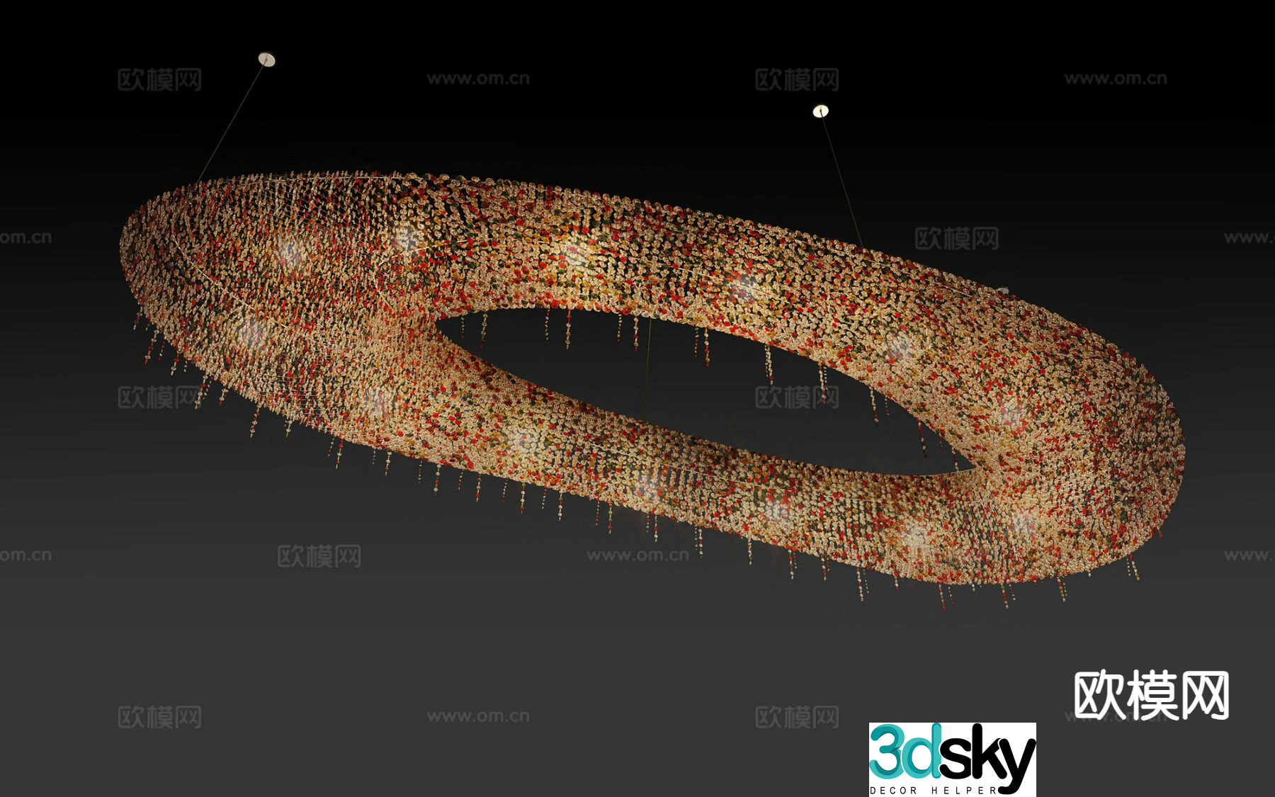 Modern decorative lamp hotel chandelier 3d model