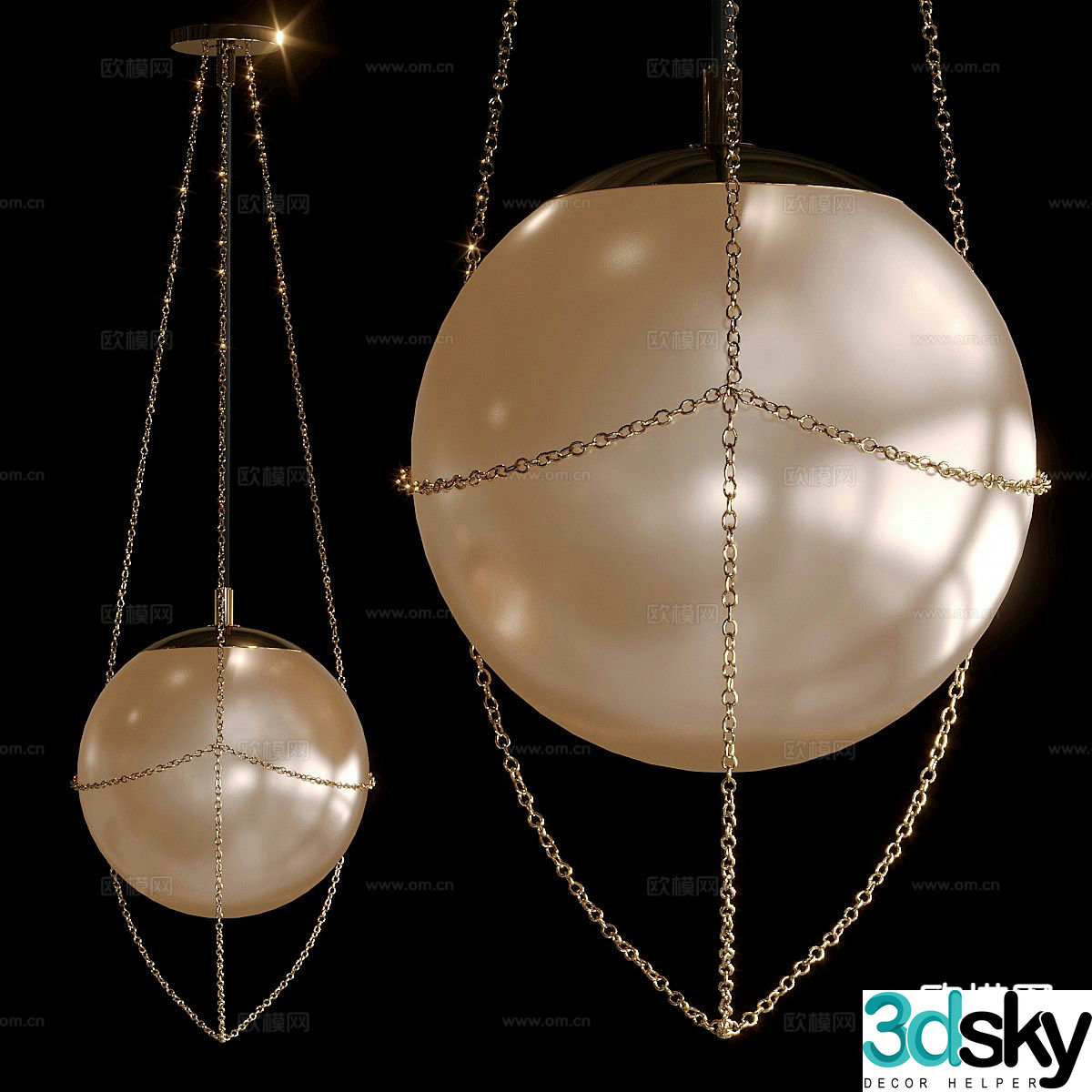 Light luxury spherical chandelier 3D model