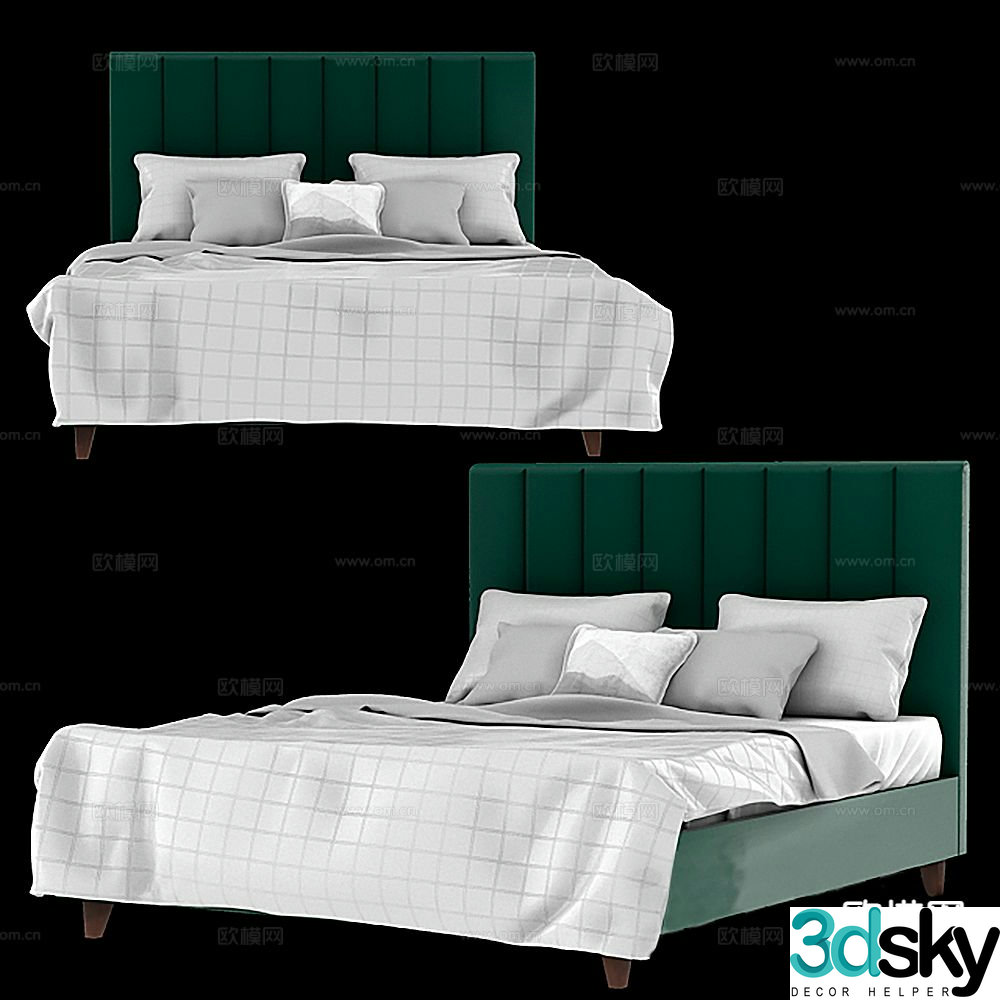 Modern double bed 3d model