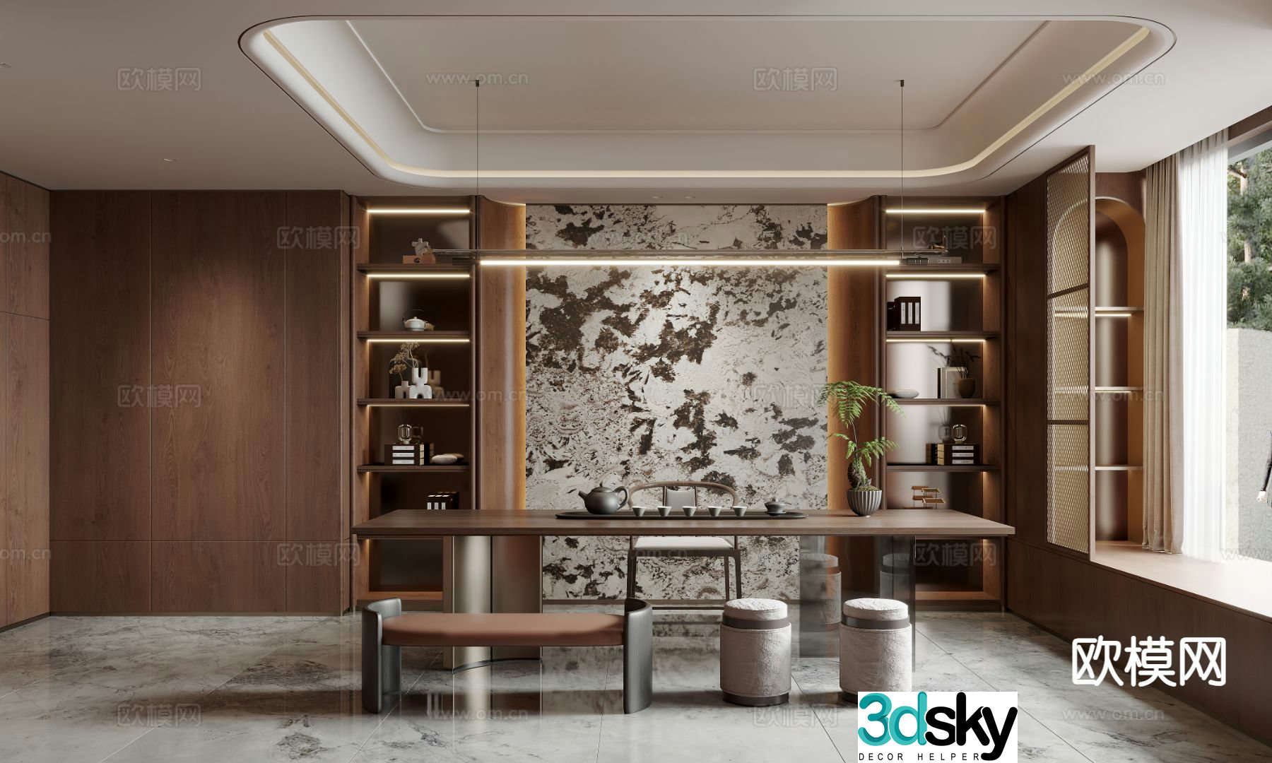 Modern tea room tea tasting room 3d model